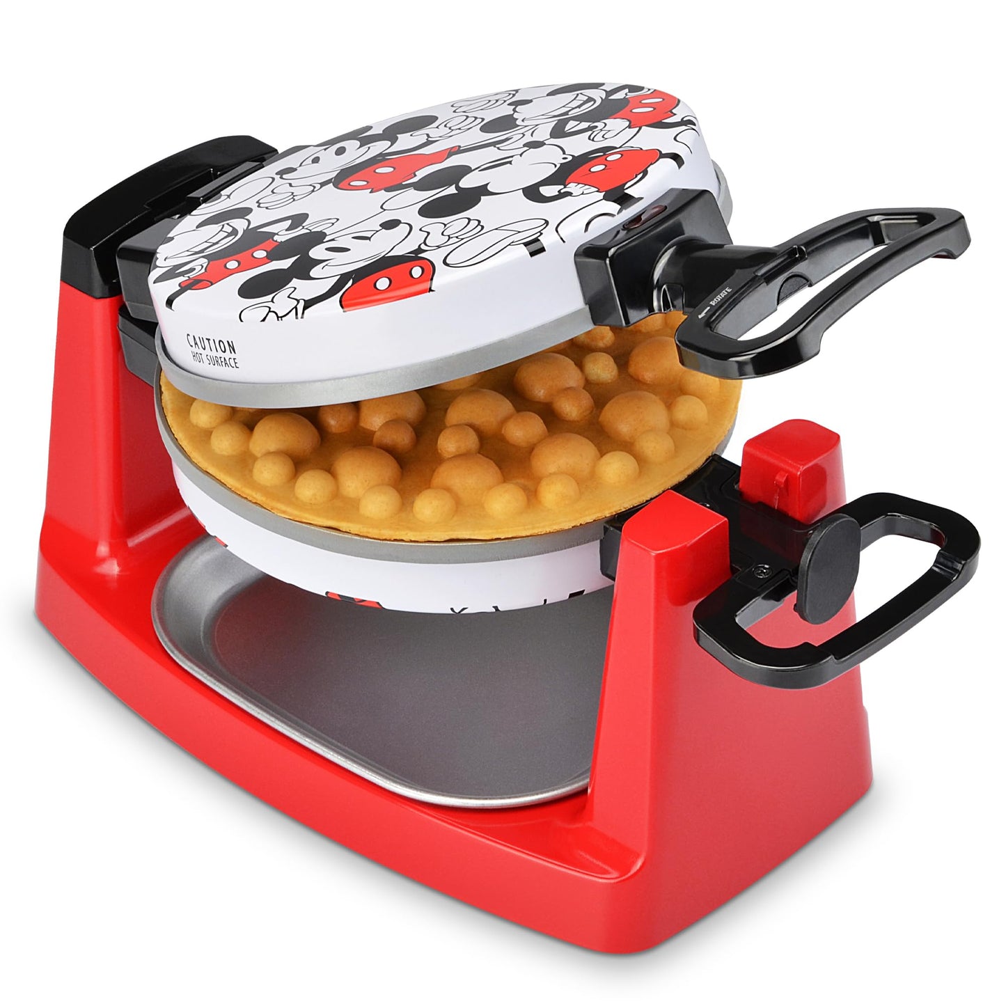 Disney Mickey Mouse Rotating Bubble Waffle Maker by Select Brands - Cute Waffle Maker - With Nonstick Plates & Metal Drip Tray - Makes Single Round Bubble Waffles - Paper Waffle Holders Included