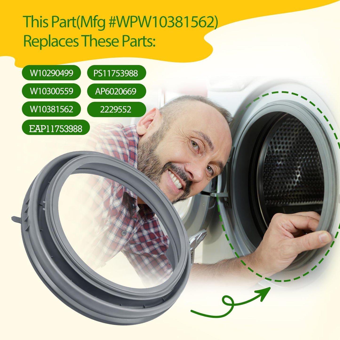 [2026] WPW10381562 W10290499 Door Seal Compatible with Maytag Whirlpool Washer Bellows, Replaces Whirlpool Duet Washer Door Seal Parts WFW9150WW00 WFW9151YW00 WFW9250WW00 WFW9351YW00