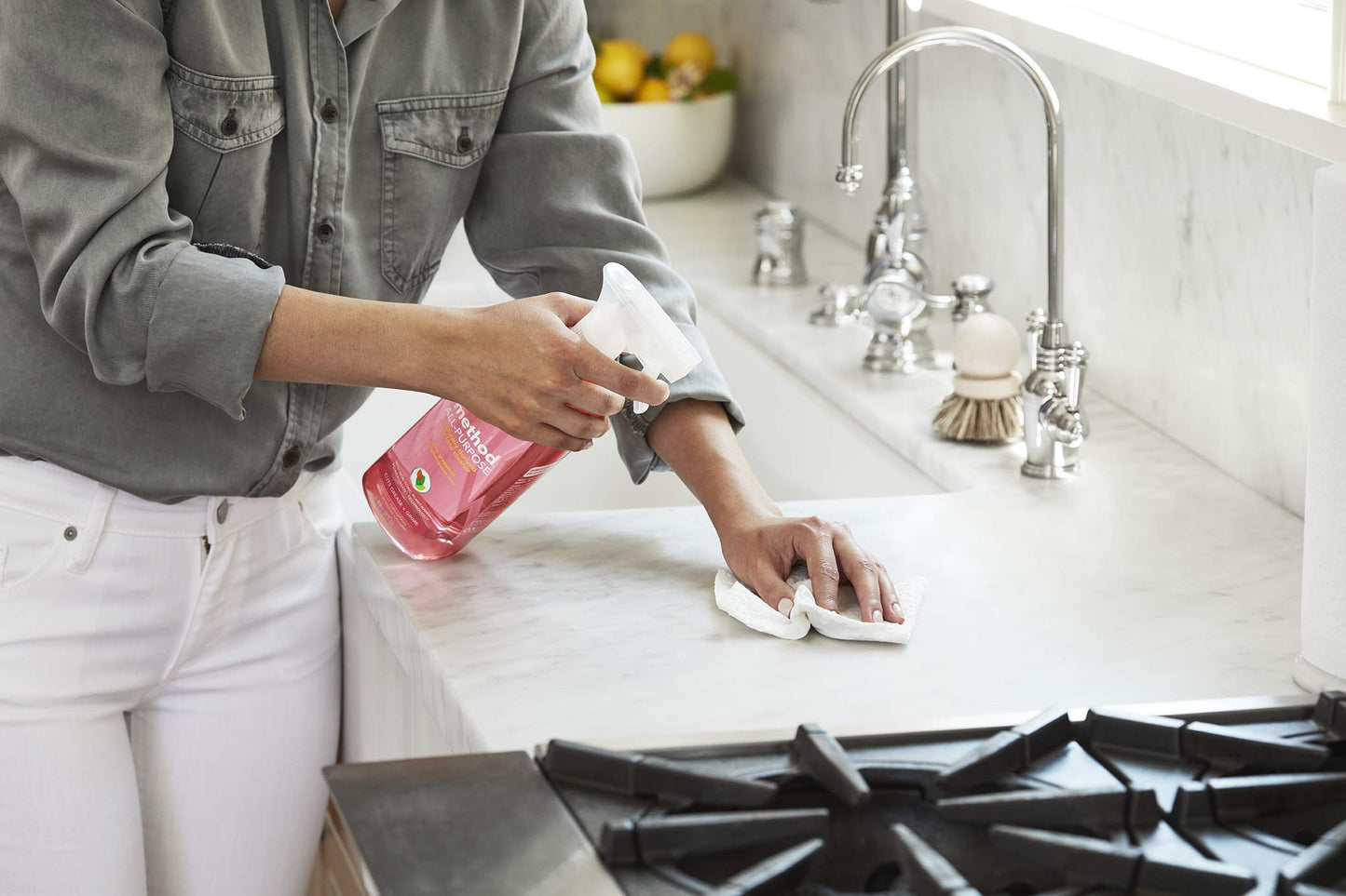 Method All-Purpose Cleaner Spray, Pink Grapefruit, Perfect for Most Counters, Tiles, Stone, and More, 28 oz Spray Bottles, (Pack of 8)