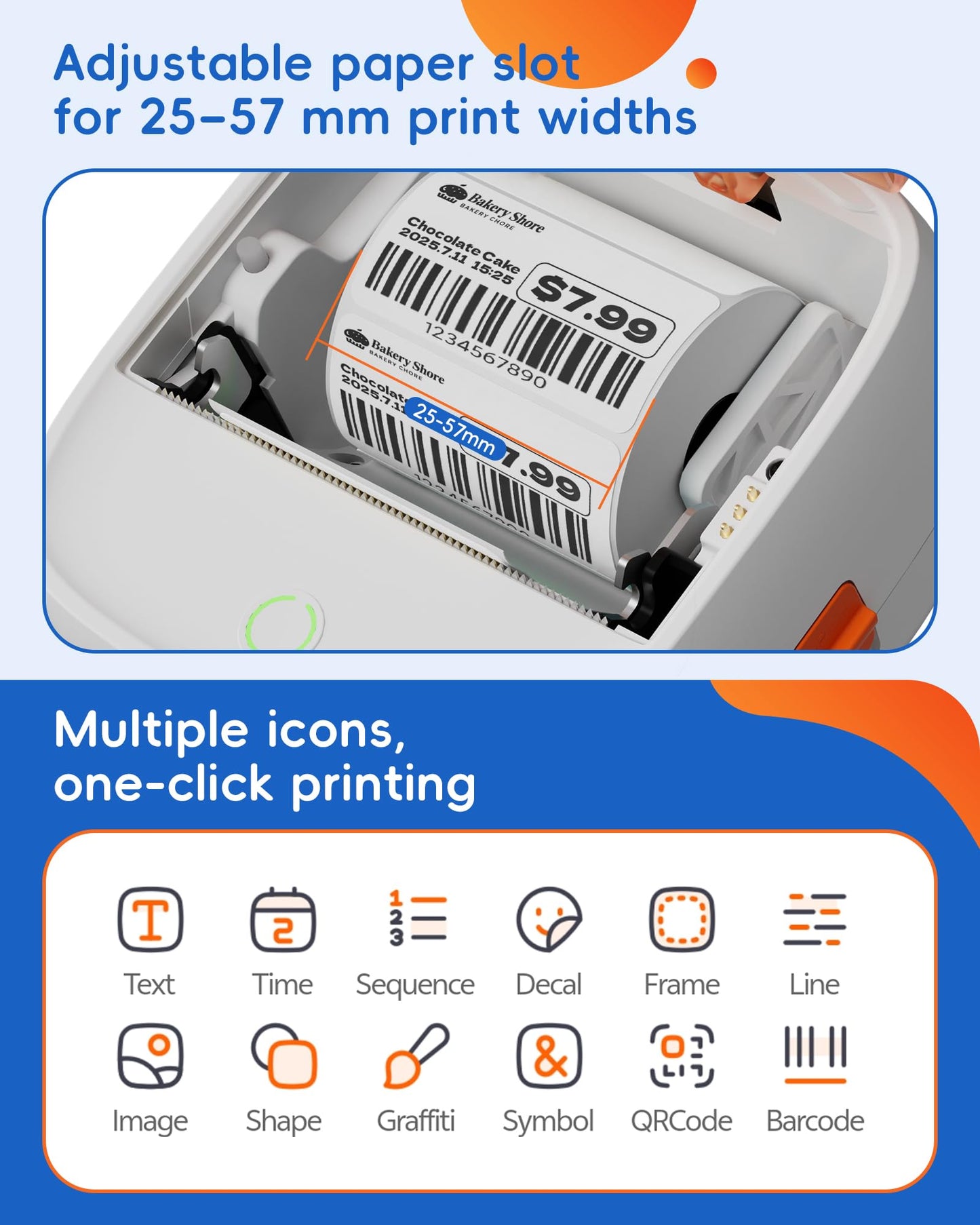 InkWon B21 Label Maker Machine with 3 Tapes, 2-Inch Wide Waterproof Tape, Bluetooth Portable Label Maker for Small Business, Office, Home, School Organization