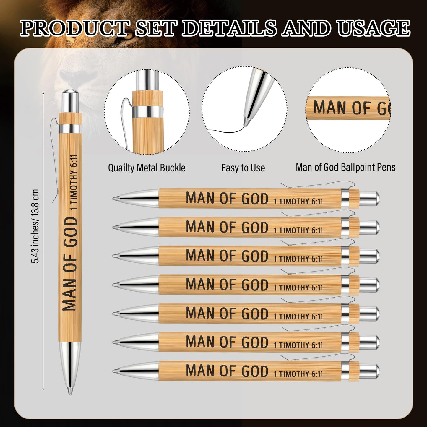 Landical 40 Sets Father Day Man of God Gifts for Men Christian Baptism Gifts, 40 God Keychains 40 Bible Verse Ballpoint Pens 40 Cards Pastor Appreciation Favors for Church Father's Day Supplies