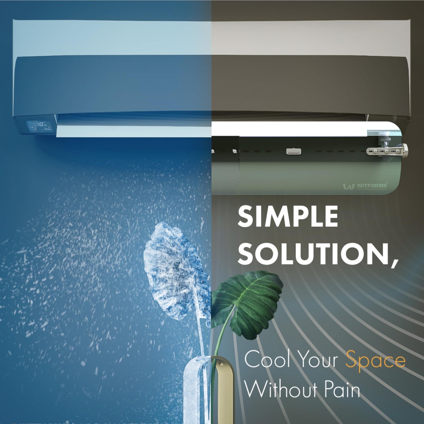WITFORMS CLASSIC Adjustable AC Air Deflector - 360° Rotatable - Extends 24" to 43" Length - Fits Most Standard Split air conditioners - Transparent Design - Measure Before Purchase