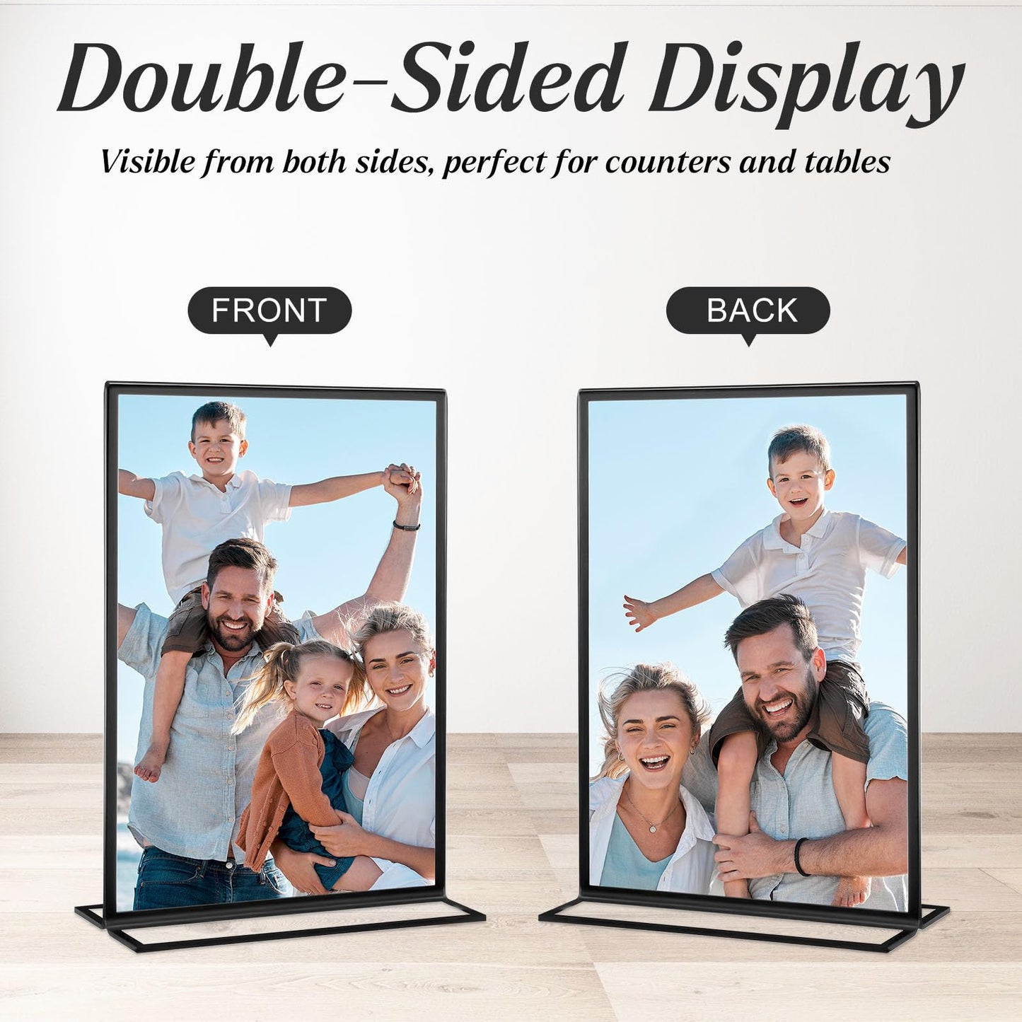Alffun 20 Pack Acrylic Sign Holders 4x6 Inch, Double Sided Vertical Stand Clear Picture Frames, Wedding Table Numbers Frames for Party, Restaurant Signs and Office Photos