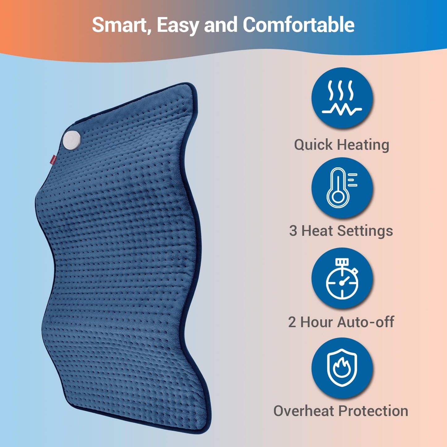 Comfytemp Extra Large Heating Pad for Back & Period, 33''x 17'' Electric Heating Pads for Neck/Shoulder, FSA Eligible Electric Throw, Mothers Day Gifts for Mom Women, Machine Washable, Auto Shut Off