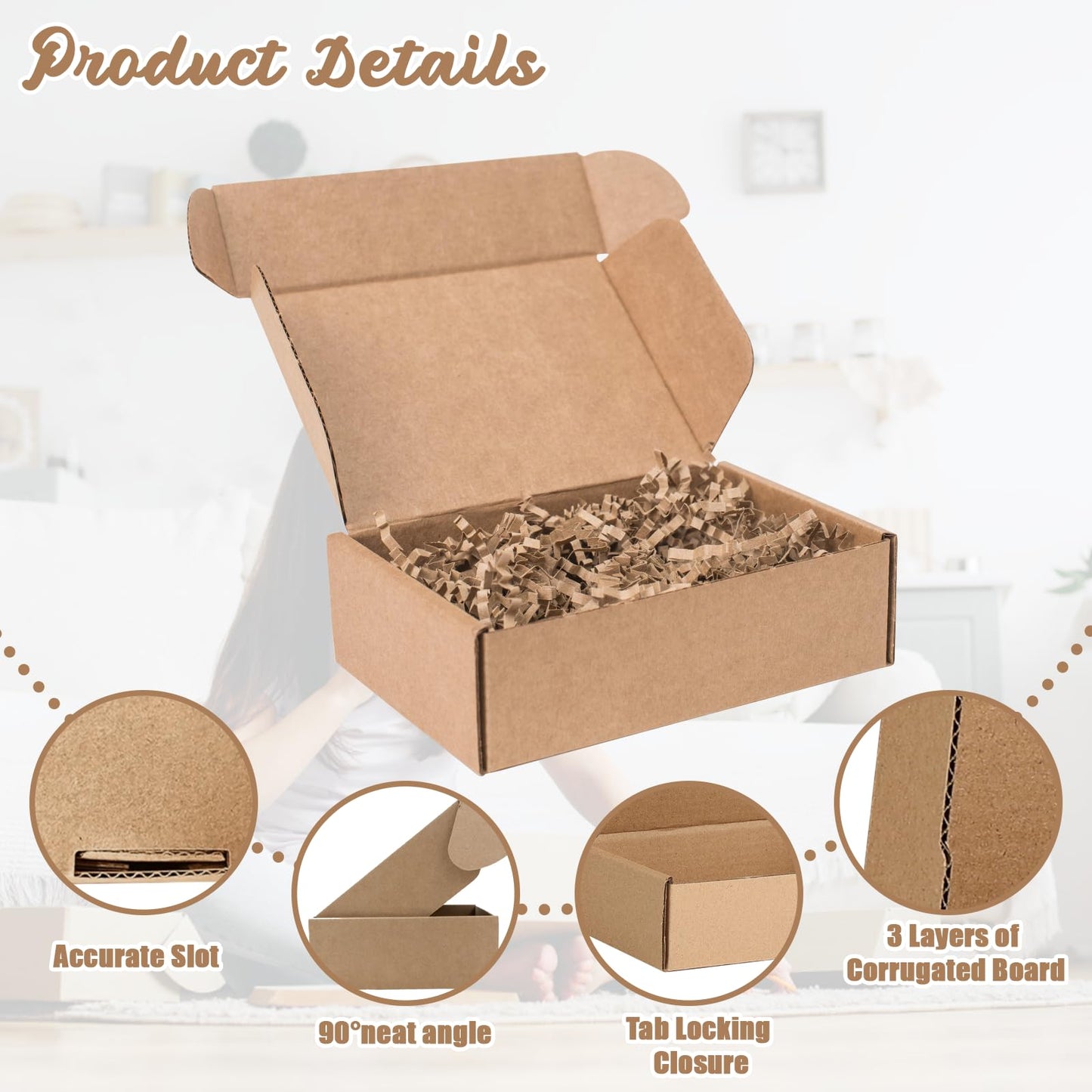 100 Pcs 6 X 4 X 1.6 Inch Shipping Boxes Corrugated Cardboard Boxes Mailing Packaging Boxes for Packing Moving Storage Small Items Small Shipping Mailer Box