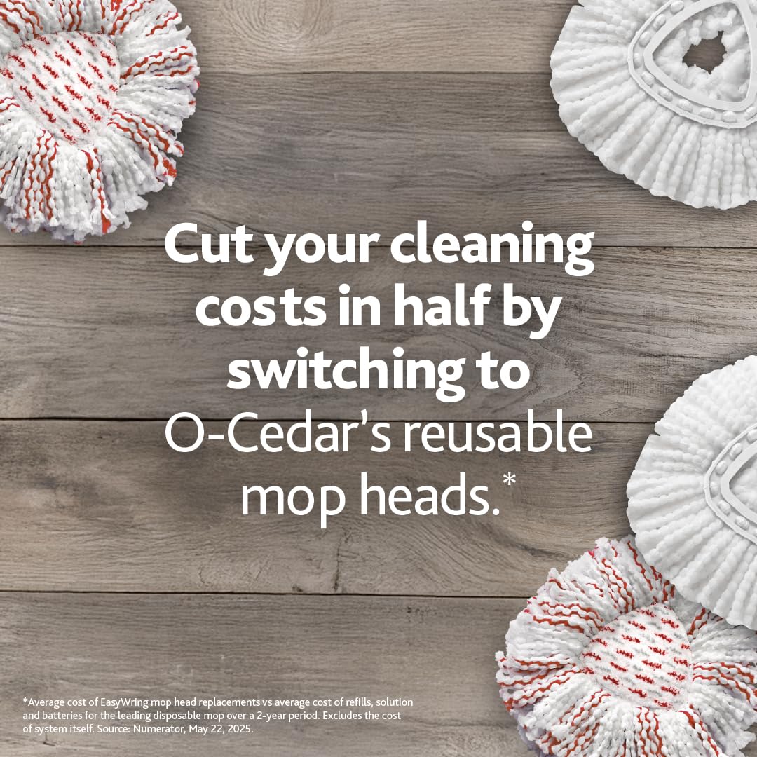 O-Cedar EasyWring Deep Clean Refill (4-Pack) | 40% More Cleaning Power | Microfiber Mop Refill Compatible with O-Cedar EasyWring Spin Mop & Bucket System