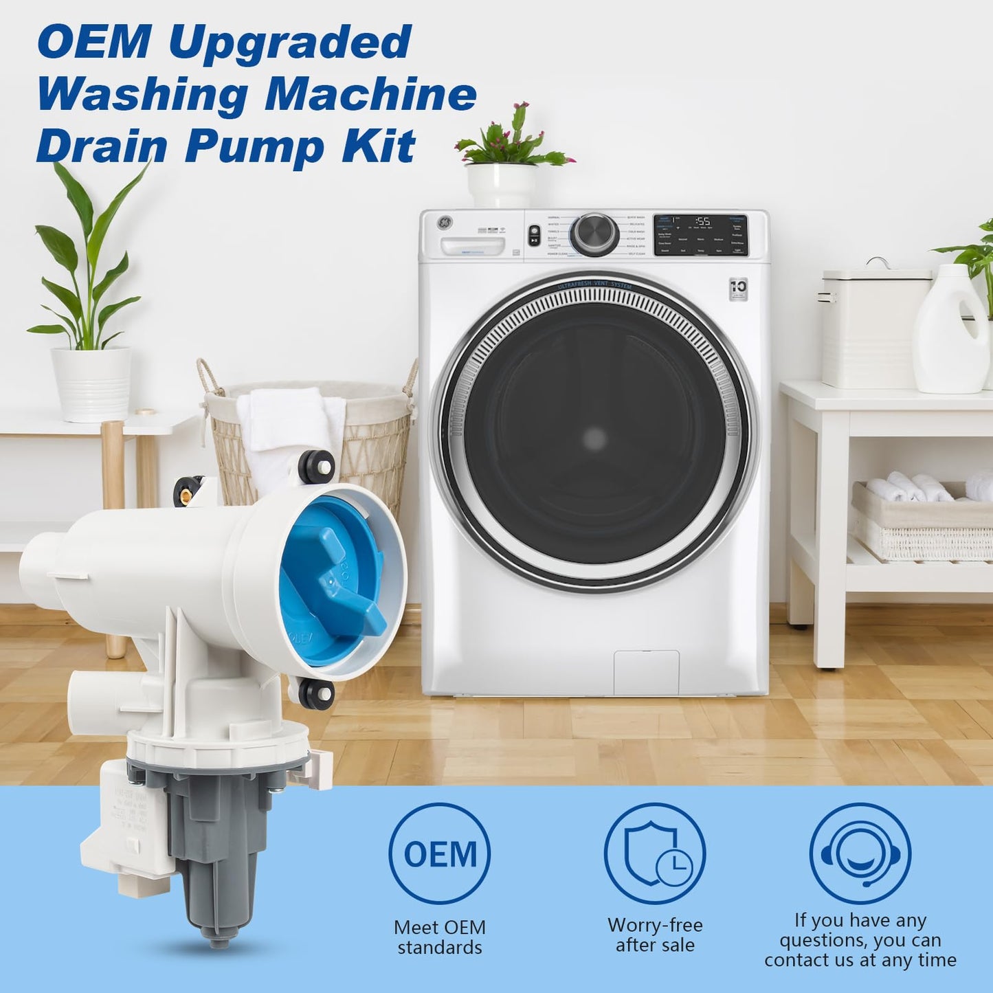 WH11X29539 GE Washer Drain Pump Assembly and Filter | Washing Machine Drain Pump