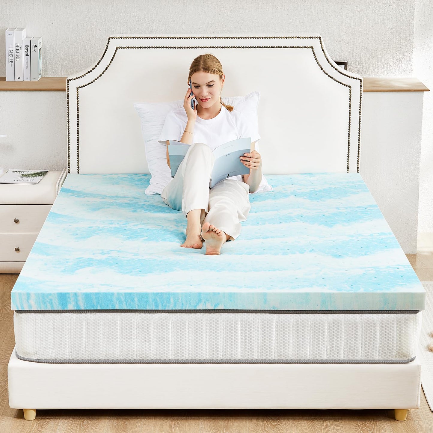 Sweetcrispy Mattress Topper Twin XL, 3 Inch Thick Memory Foam Gel Infused Cooling Toppers Pad for Twin XL Size Bed, Sleeper Sofa, RV, Camper, CertiPUR US Certified, Ventilated and Breathable