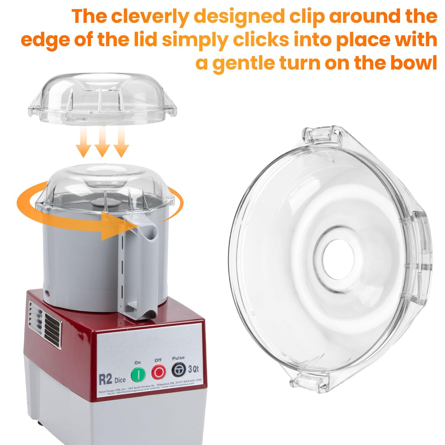 106458S Cutter Bowl Lid for Robot Coupe R2 R2B R2N,R2 Dice,R101B Food Processors,106458S Food Processor Cover Replacement for Robot R2 Top Lid Coupe Food Processor Lid