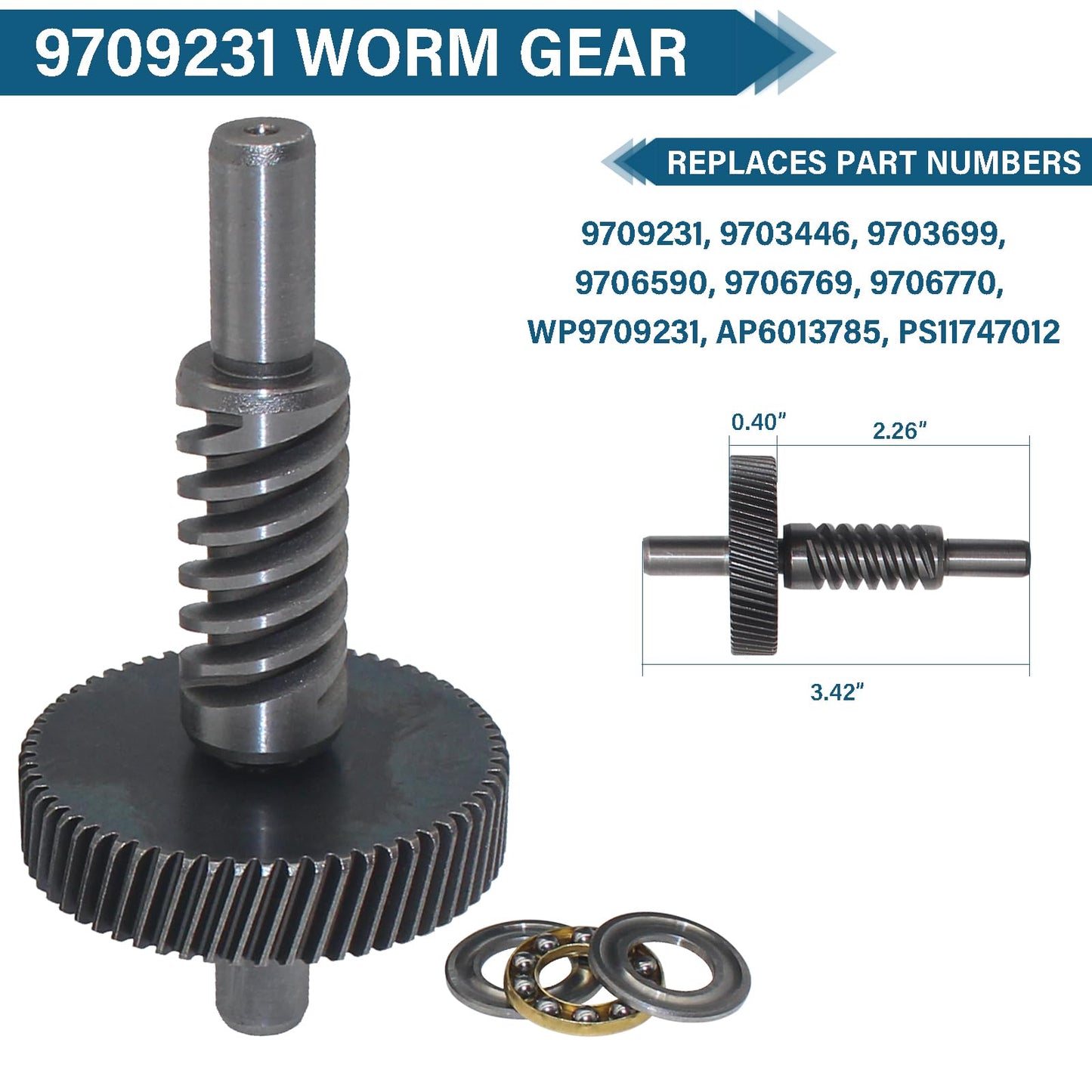 Worm Gear Kit Compatible With KitchenAid Whirlpool 5QT & 6QT Mixer Gear Parts Replacement, Worm Follower Gear Kit 9706529 W11086780 9709511 9703337 9709231