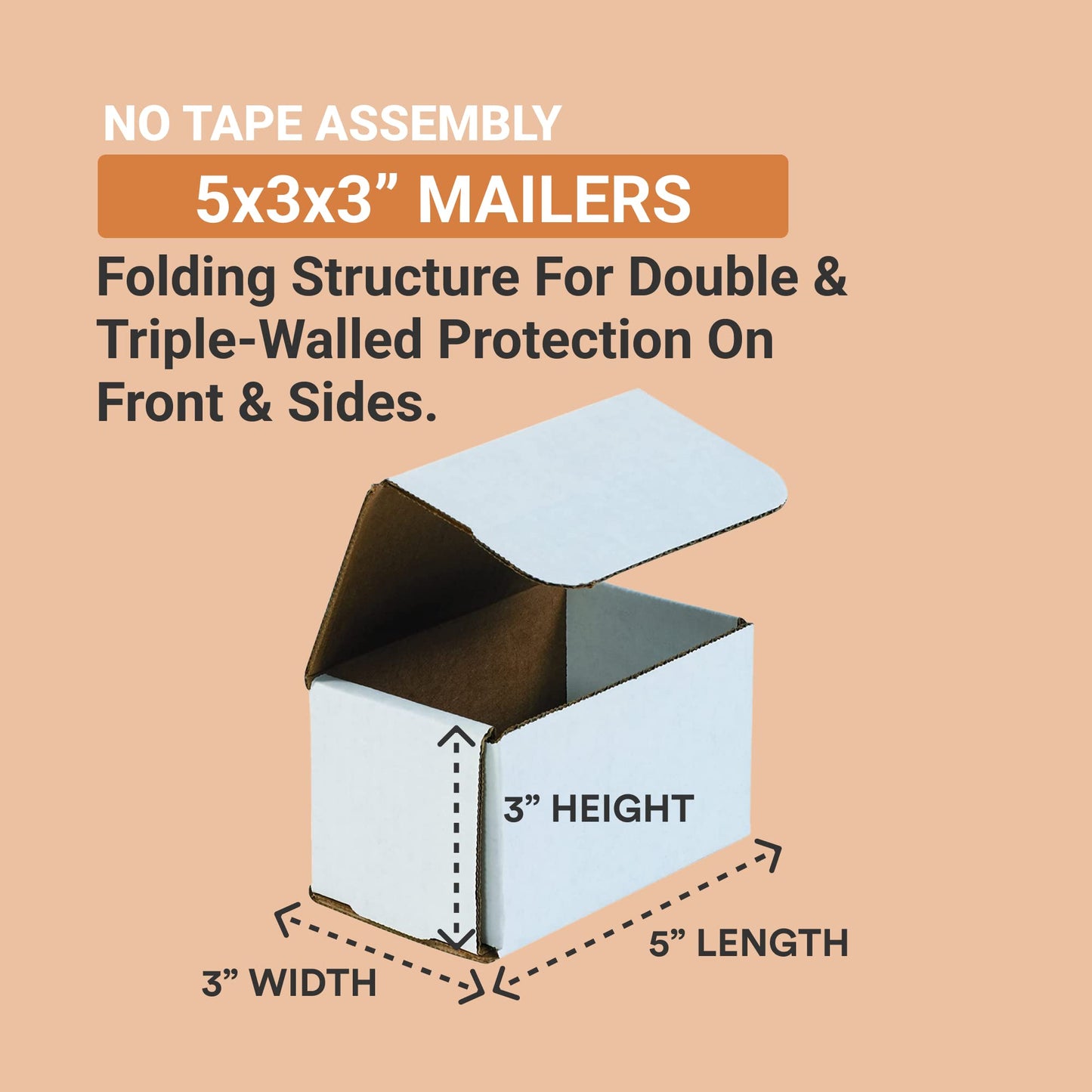 Box USA Shipping Boxes Small 5"L x 3"W x 3"H 50-Pack - Corrugated Cardboard Box for Moving, Mailing, Packing, Packaging and Storage