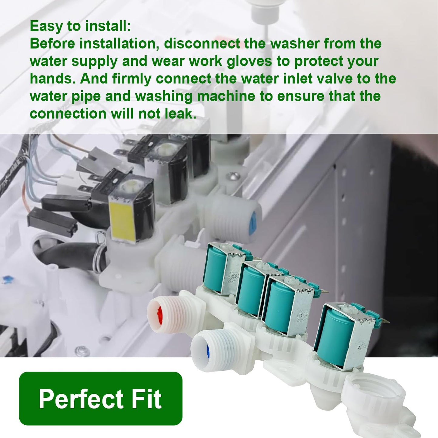 5304511334 Washer Water Inlet Valve Compatible With Frigidaire FFTW4120S FFTW4120SW FFTW4120SW0 FFTW4120SW1 Replace 5304536496 5304526580 33090115 5304536938