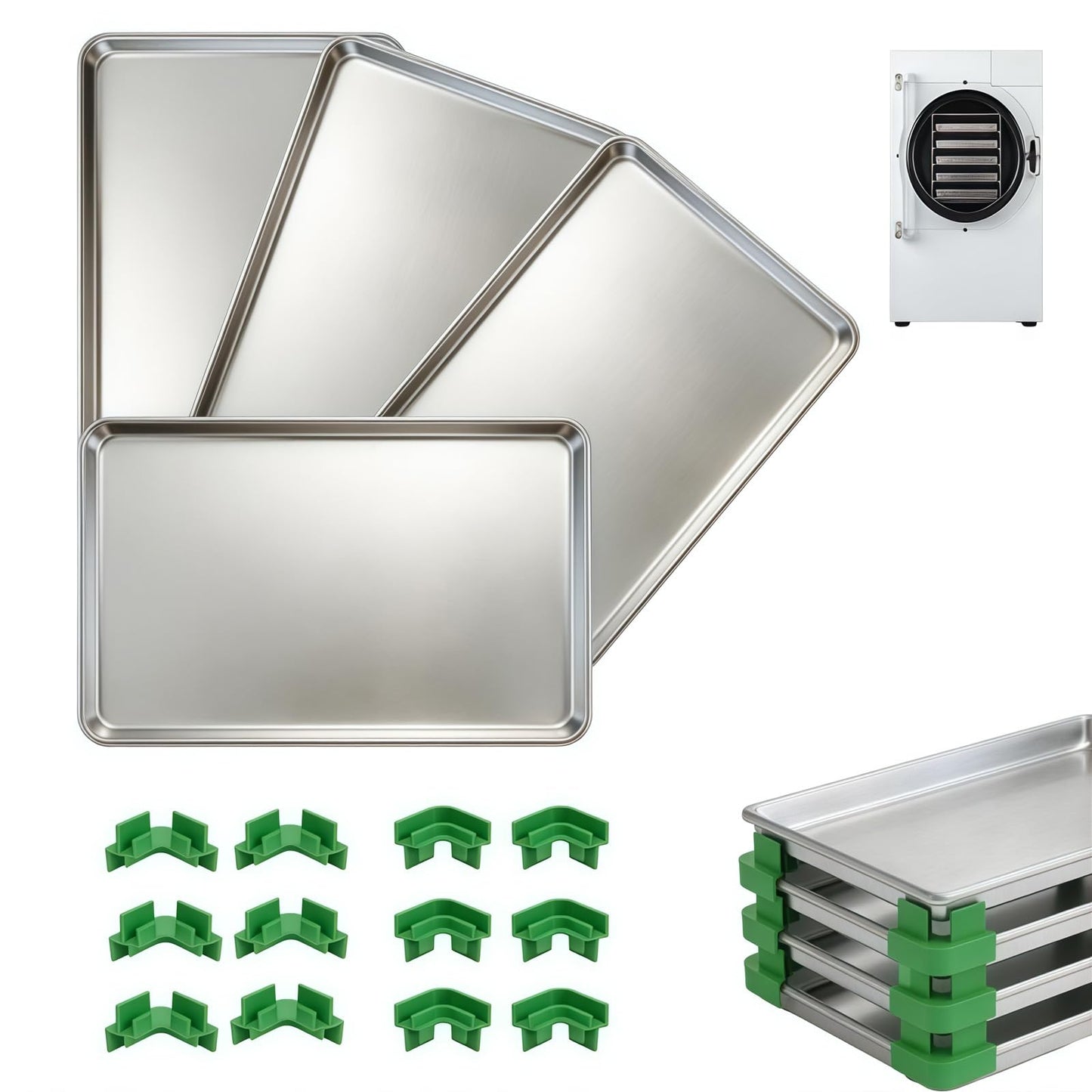 bhgwqci Metal Pallet for Harvest Right Freeze Dryer Metal Tray, dehydrator Trays Easy to disassemble,，Corrosion-Resistant, Including Freeze Dryer Accessories Stacker Crane.(Small-4pack)