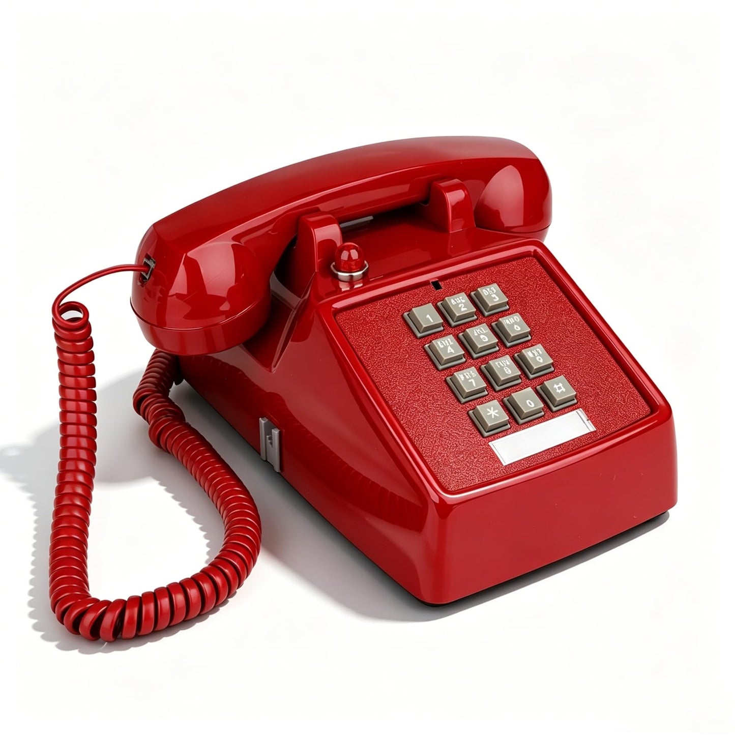 YOPAY Single Line Corded Desk Telephone, Home Emergency Intuition Amplified Retro Phone, Classic Dial Button Phone, Red