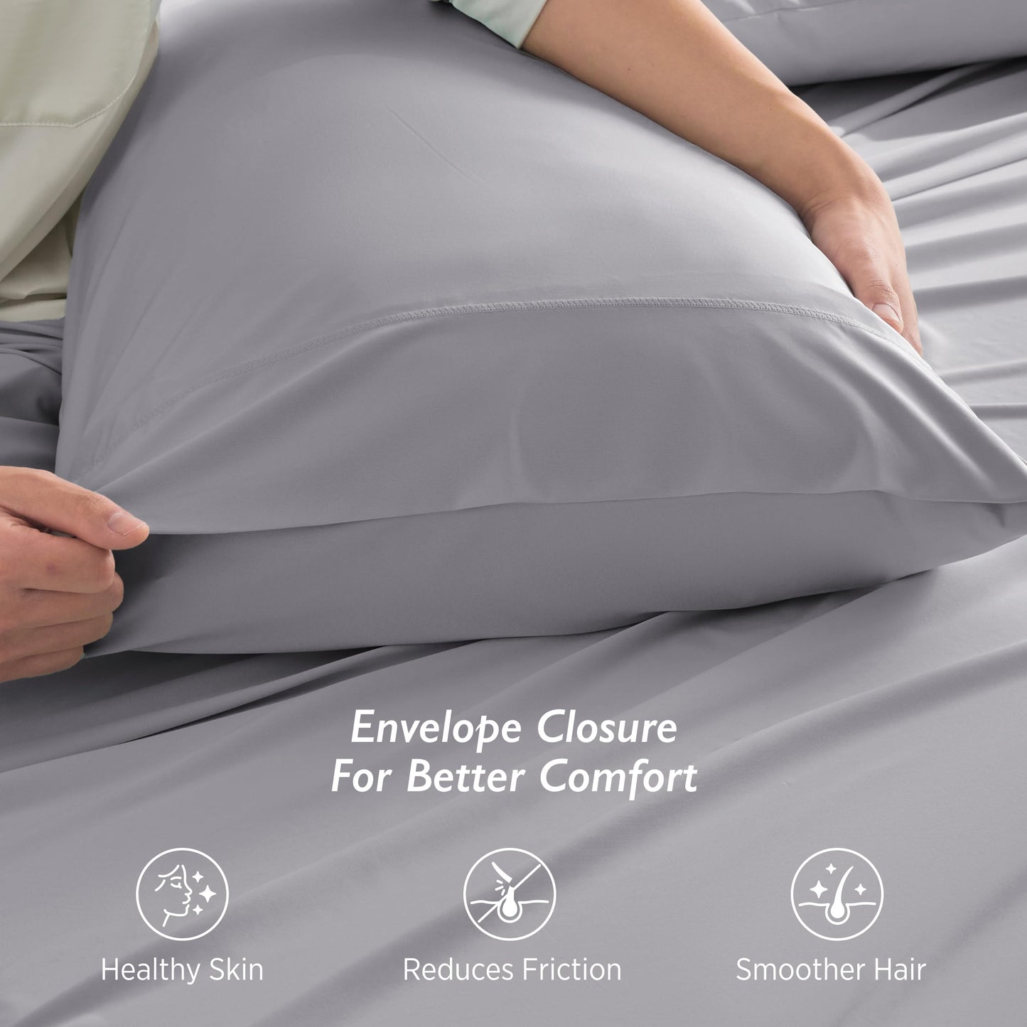 Breescape Cooling Pillow Cases King Size - BlendTek™ Dry & Cool Technology for Hot Sleepers and Night Sweats, Ultra Soft & Smooth Pillowcases for Hair & Skin Care, Set of 2, 20" x 36", Misty Gray
