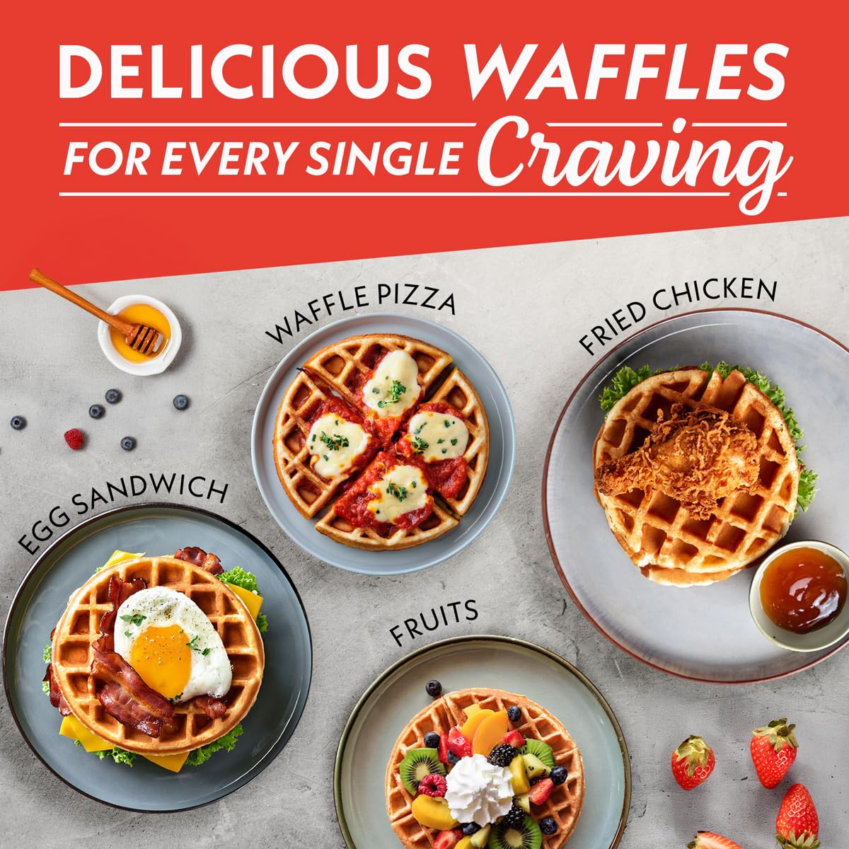 Gourmia Belgian Waffle Maker – Adjustable Browning Control, Nonstick Plates, Ready & Power Indicator Lights, Compact Upright Storage, Cool-Touch Handle