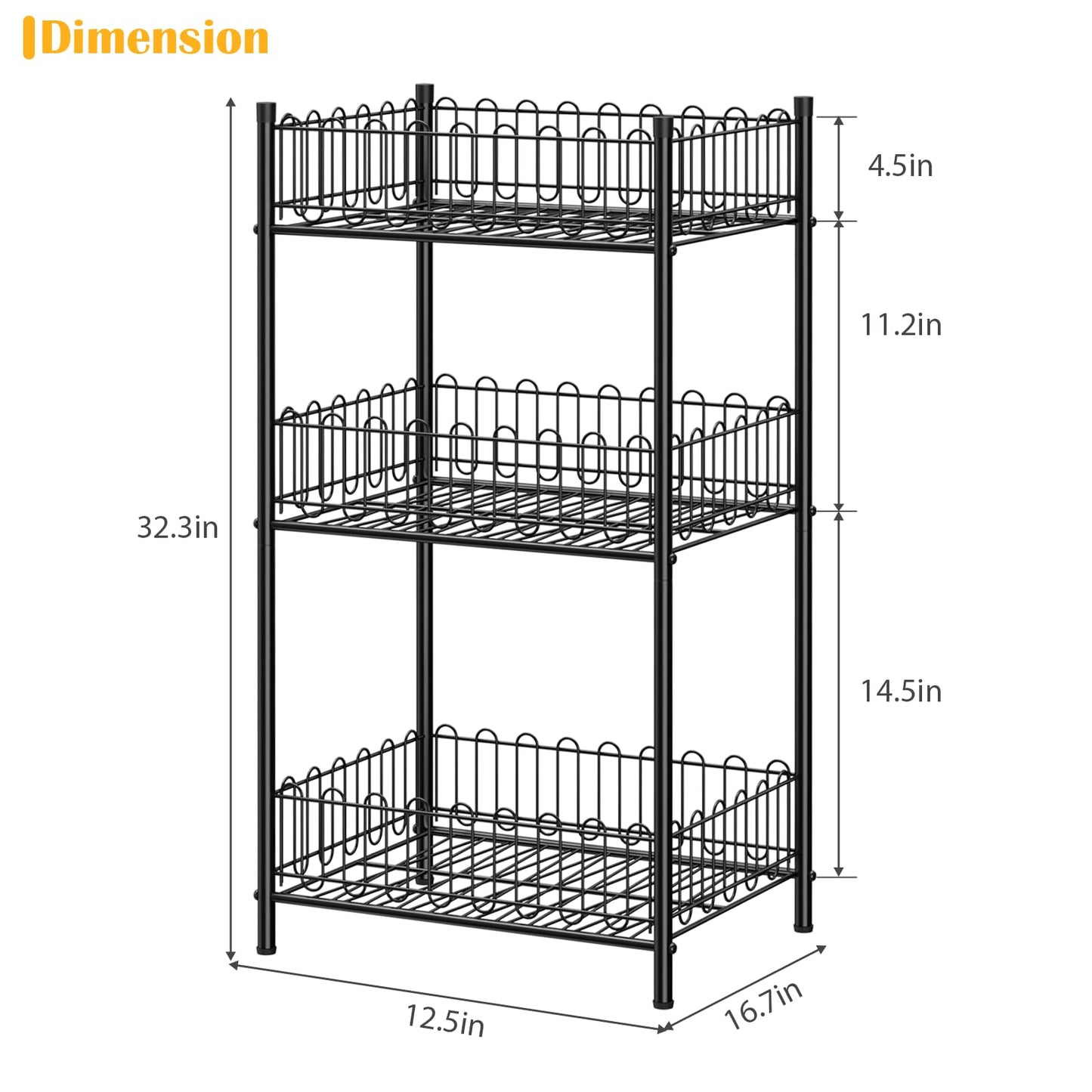 OYEAL Water Bottle Holder Rack 3 Tier Soda Drink Organizer Vertical Metal Food Storage Shelf for Kitchen Countertop Pantry, Can Storage Organizer for Pantry