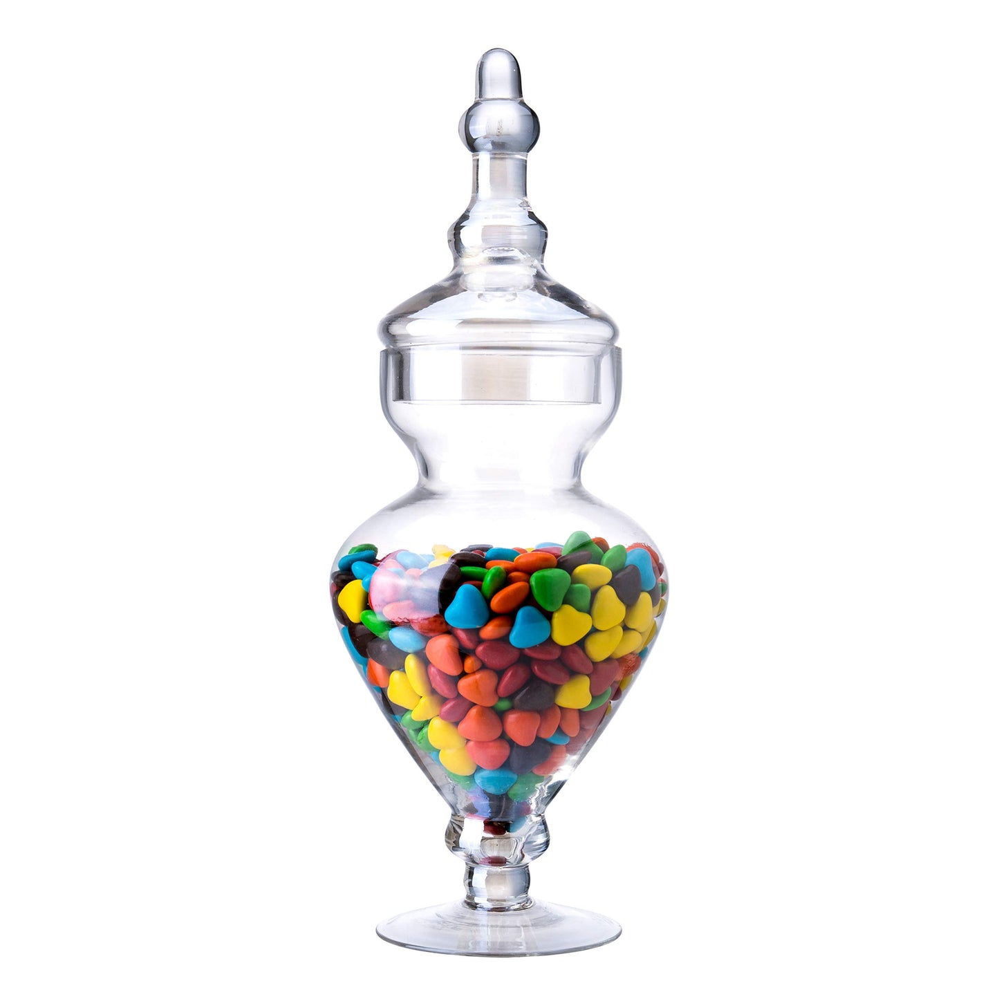 Diamond Star Set of 3 Apothecary Jar Glass Decorative Candy Jars Elegant Storage Candy Buffet Display, Wedding Candy Organizer Canisters (H: 9", 12.5", 14"; 20 FL.OZ, 23 FL.OZ and 28 FL.OZ)