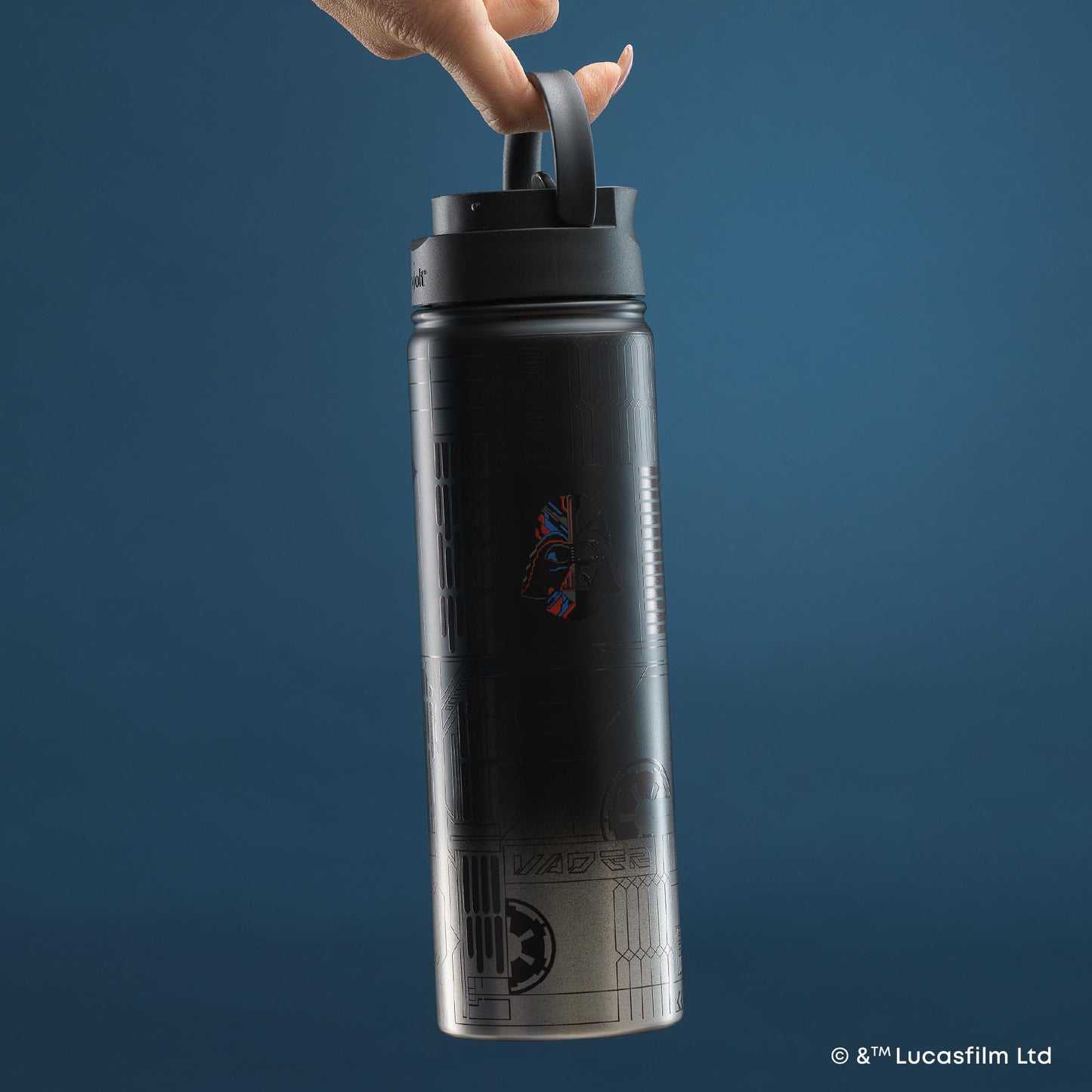 JoyJolt Star Wars Linear Darth Vader Stainless Steel Water Bottle with Flip Straw Lid, 22 oz Vacuum Insulated Water Bottle, BPA-Free Tumbler for Sports and Travel, Star Wars Gifts
