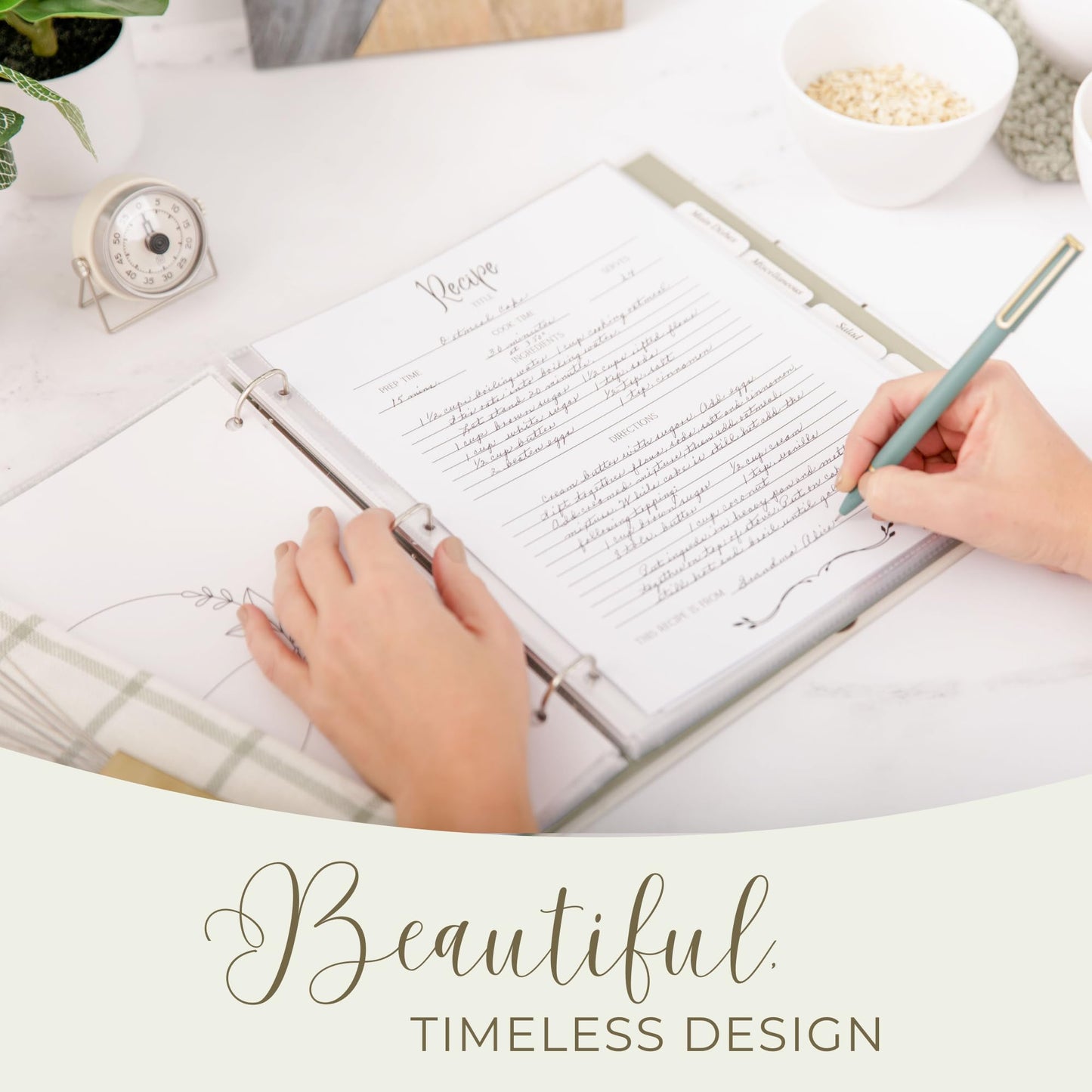 Recipe Binder with Plastic Sleeves | Recipe Book to Write in Your Own 8.5x11 3 Ring Blank Cookbook Binder Organizer | Bridal Shower Gift | Family Heirloom | Family Owned Brand