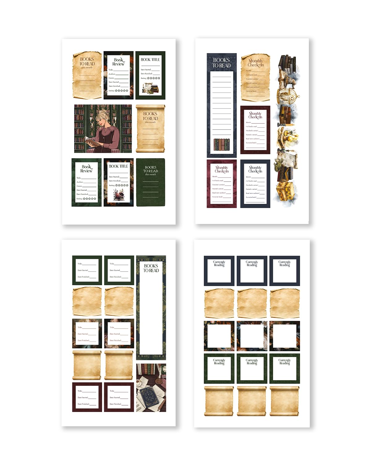 Rongrong Bookworm 4 Sticker Book for Planners, Calendars and Journals – Premium Quality Hand Drawn Perfect for Book Lovers – Scrapbook Accessories – 24 Pages