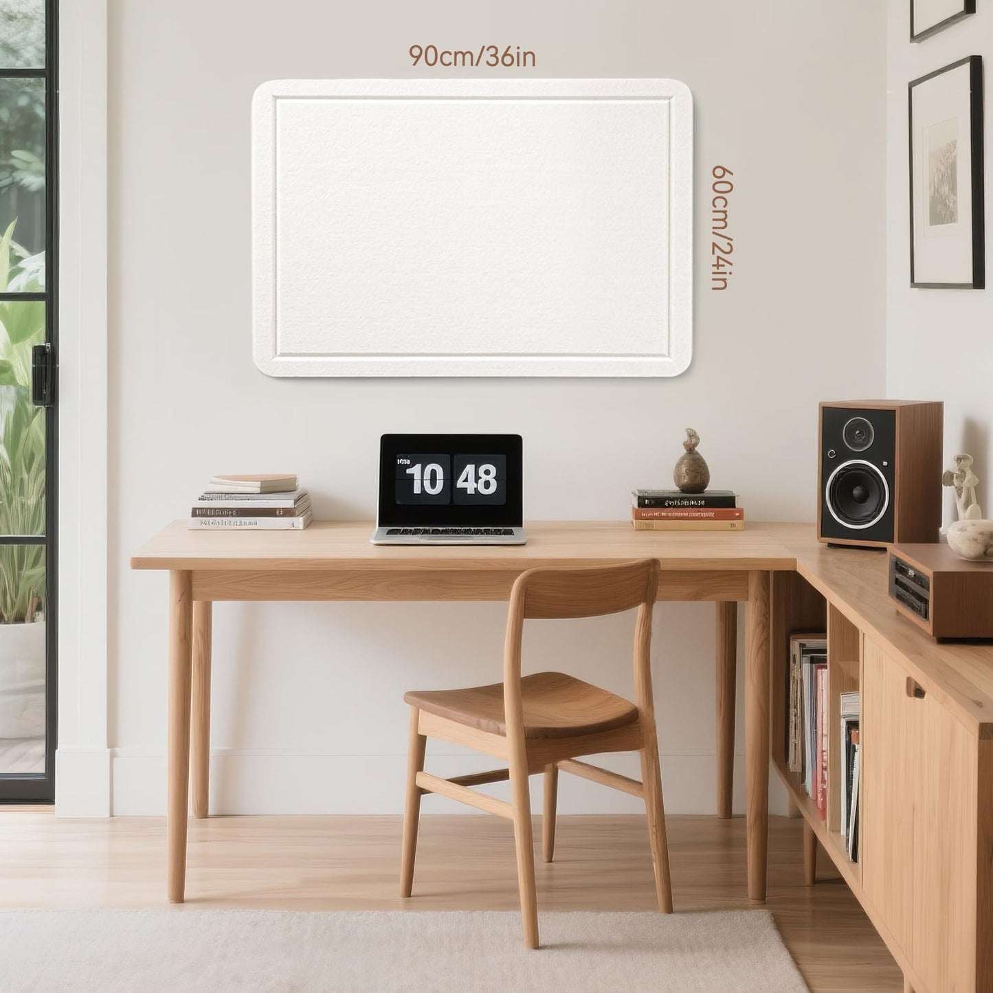 Lightomorrow Bulletin Board, 36 x 24 Inches Cork Board Alternative Decorative Felt Pin Board with Safe Removable Adhesives & 20 Push Pins for Home Office Classroom Walls-Creamy White