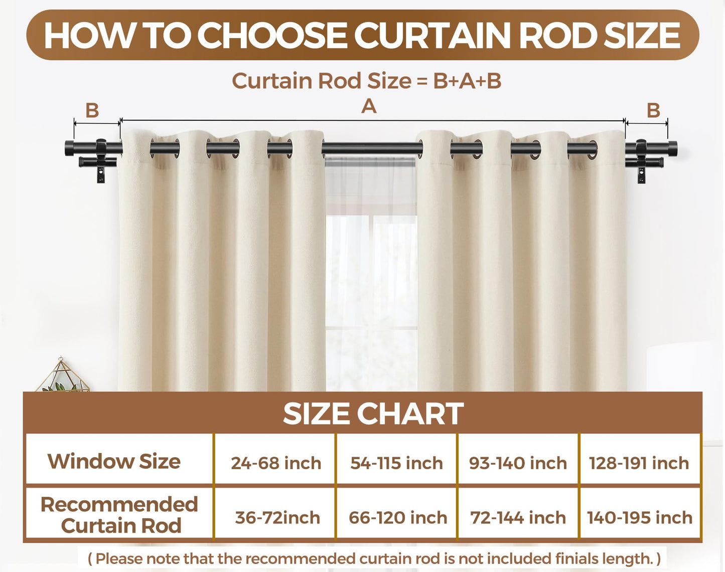 KAMANINA 1 Inch Double Curtain Rods 66 to 120 Inches (5.5-10 Feet), Heavy Duty Adjustable Double Curtain Rod for Windows, Black Drapery Rods with End Caps