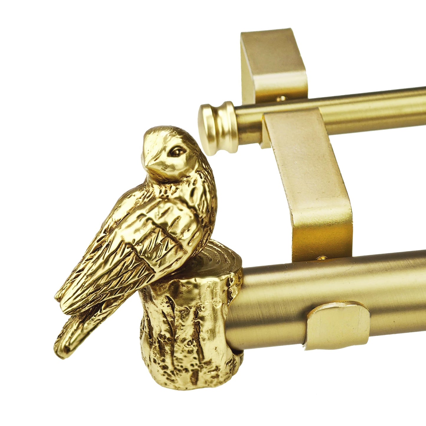 ILAISIHOME 1-1/8 Inch Diameter Brushed Gold Curtain Rod with Bird Design Finials, 72-144'' Telescoping Double Curtain Rods for window width 68-140 inch, Decorative Drapery Rods for Bedroom,Living Room