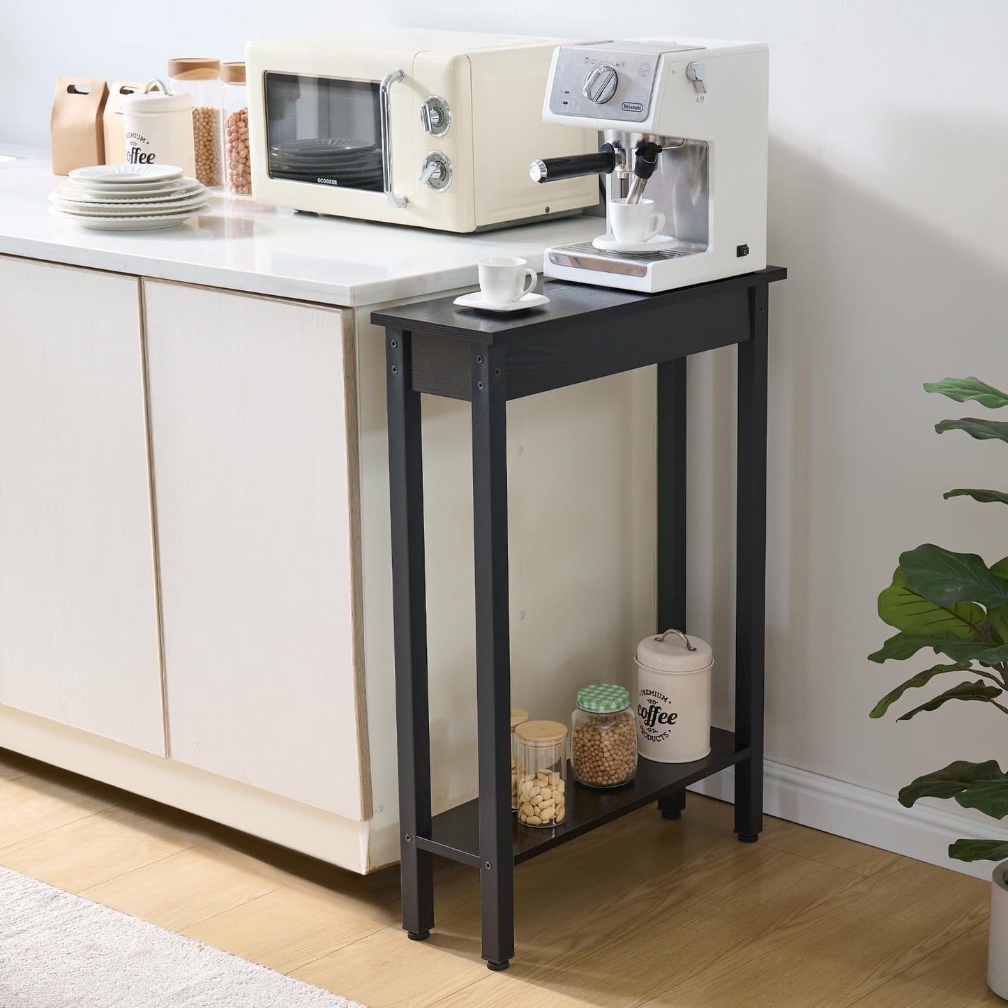 Small Console Table with Shelf Little Narrow Entryway Table Skinny Thin High Tall Display Stand for Entry Hall Hallway, Foyer, as Eextension for Long Behind Couch Sofa Table / Kitchen Countertop