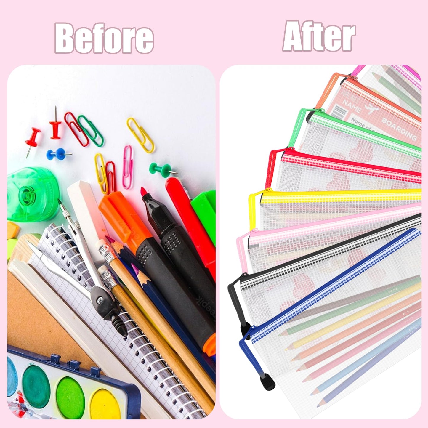 Tdfronien 150 Pack Small Pouch Pencil Pouch Bulk，Mesh Zipper Pouch Bags, Clear Holder Cosmetics Makeup Bags Accessories Storage Bag for Office, Bill,School Travel(10 Colors)