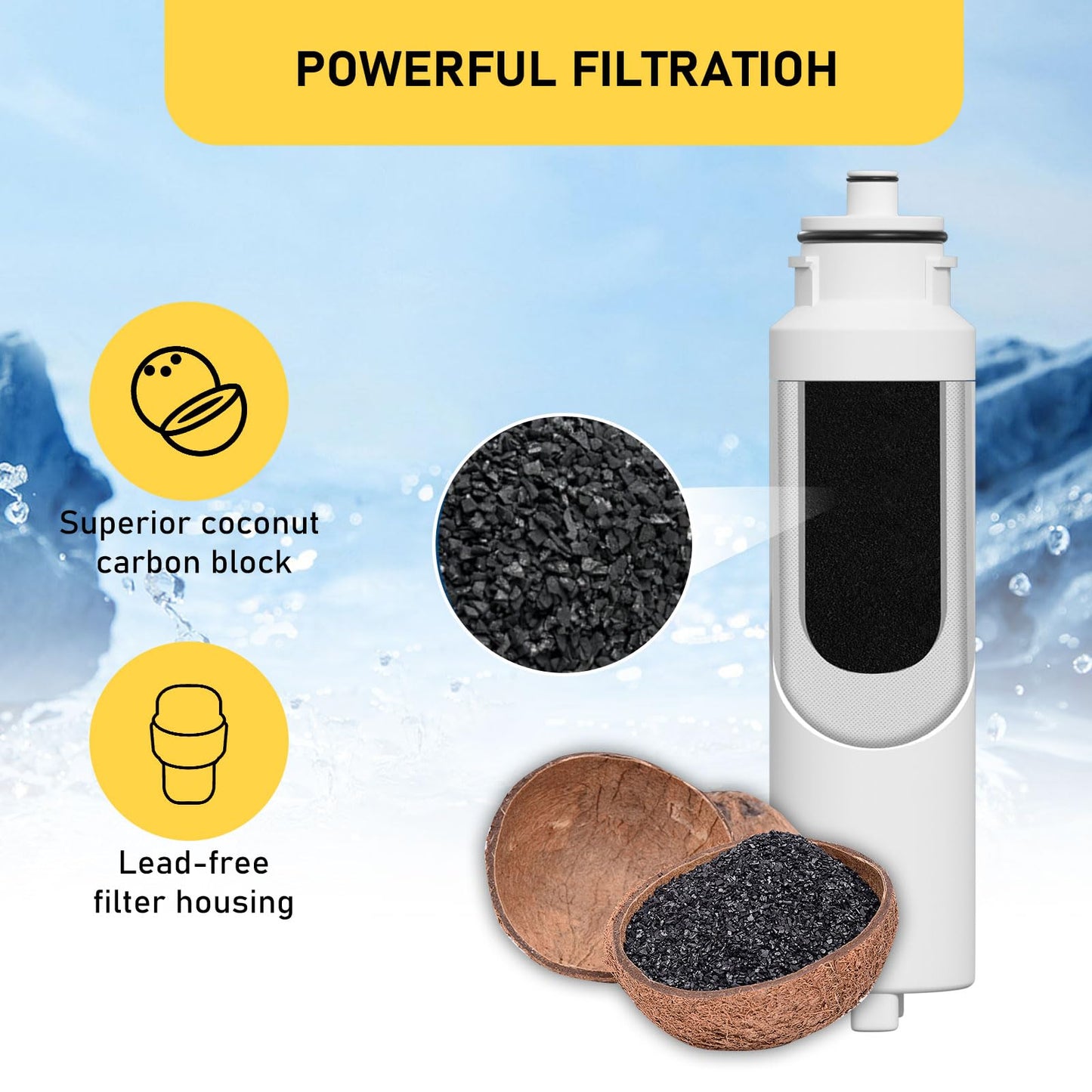 HX2017FR-A HX2017F-A Water Filter Replacement Compatible with Hisense HRF266N6CSE1, HRF266N6CSE, HRF209N6CSE, HRF254N6TSE, HRF254N6DSE Twist-In Models, 3 Pack