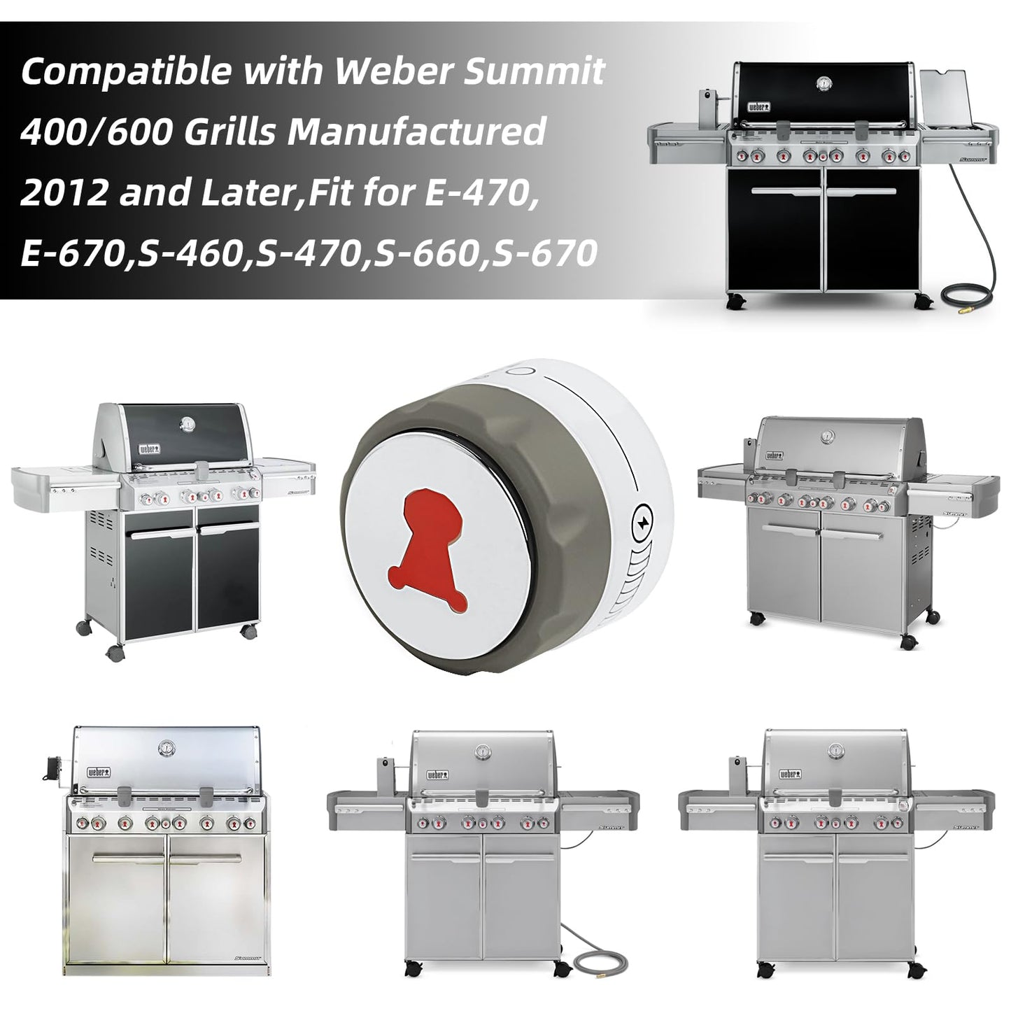 NOVINO Grill Knobs for Weber Summit,6-Pack 91538 Lighted Control Grill Knobs for Weber Summit 2012+ 400/600 Series E-470 670, S-460 470 660 670