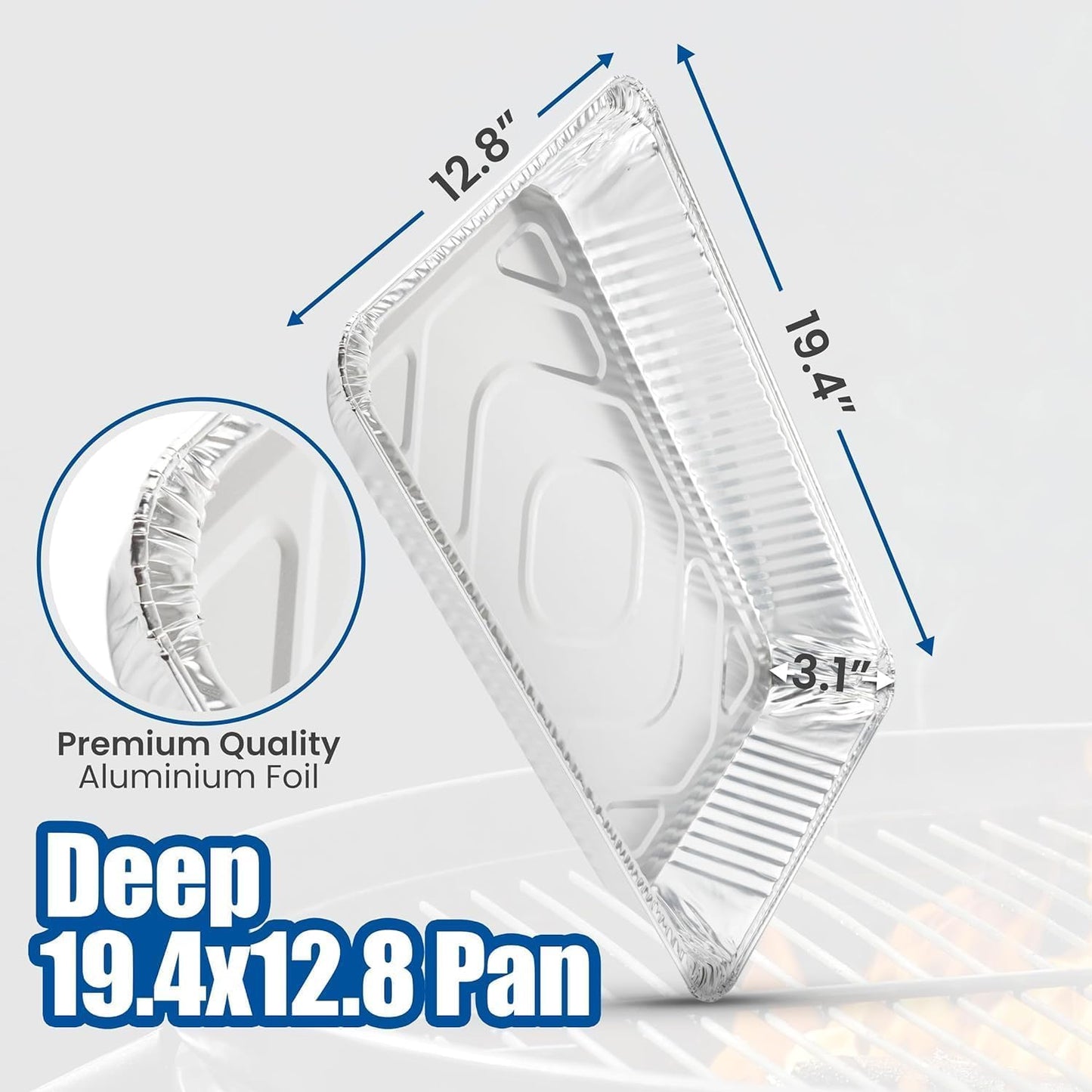 EHOMEA2Z Aluminum Pans With Lids, Large Full Size 21x13x3 Disposable Foil Pans, Heavy Duty Roasting, Baking, Broiling, Catering & Chafing Pans (15, Full-Size w/Lids)