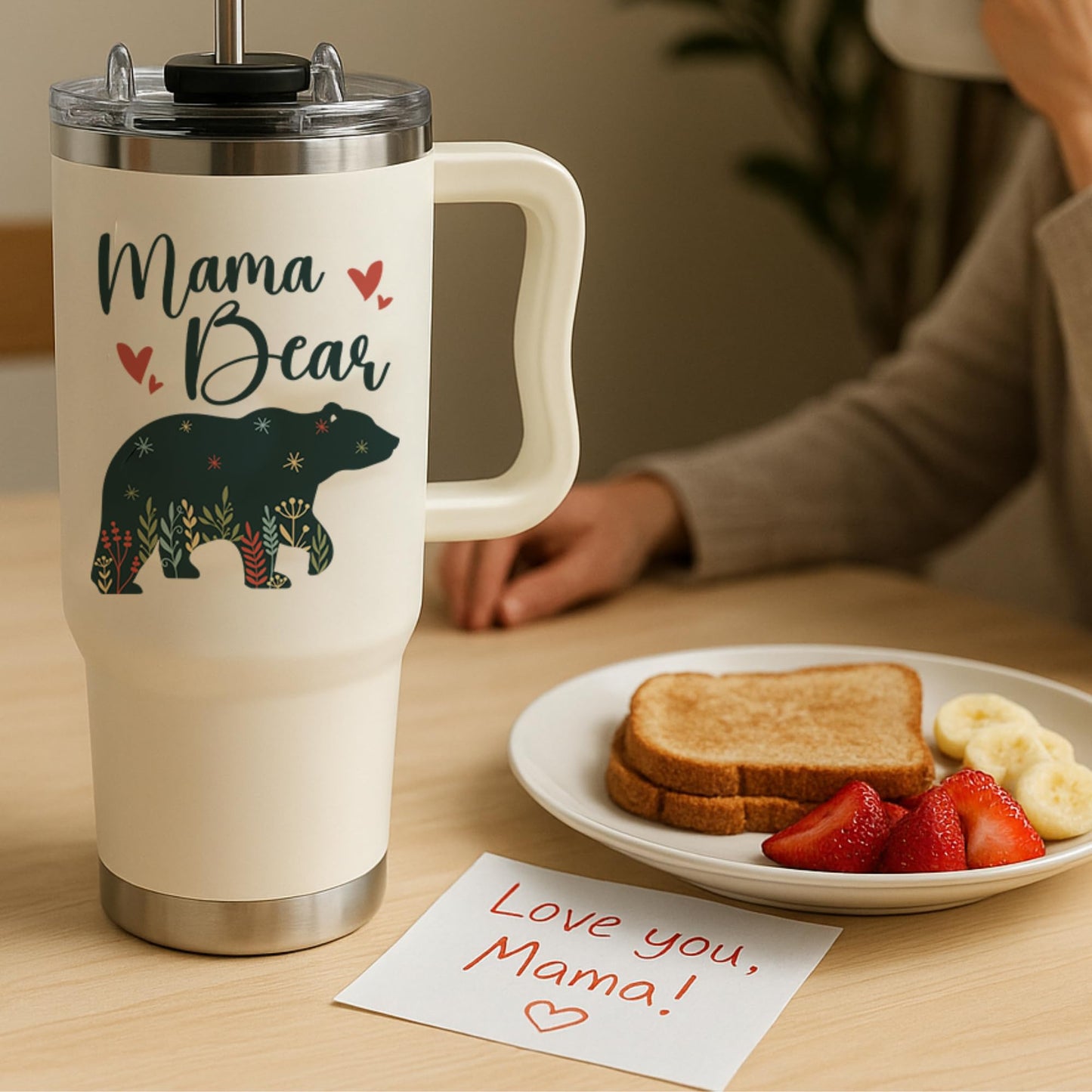 Vivulla68 Mama Bear Tumbler With Handle 40oz - Mama Tumbler, Mommy Gifts from Daughter, Momma Gifts, Mommy Coffee Mug, Mom Cup, Momma Bear Birthday Present, Mothers Day Gift Tumblers