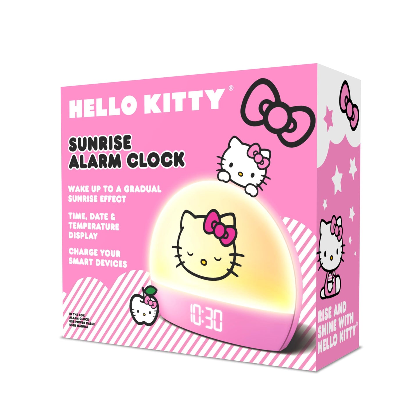 Hello Kitty Sunrise Alarm Clock - Multicolor Lights, USB Charging, LED Display, and Snooze Function