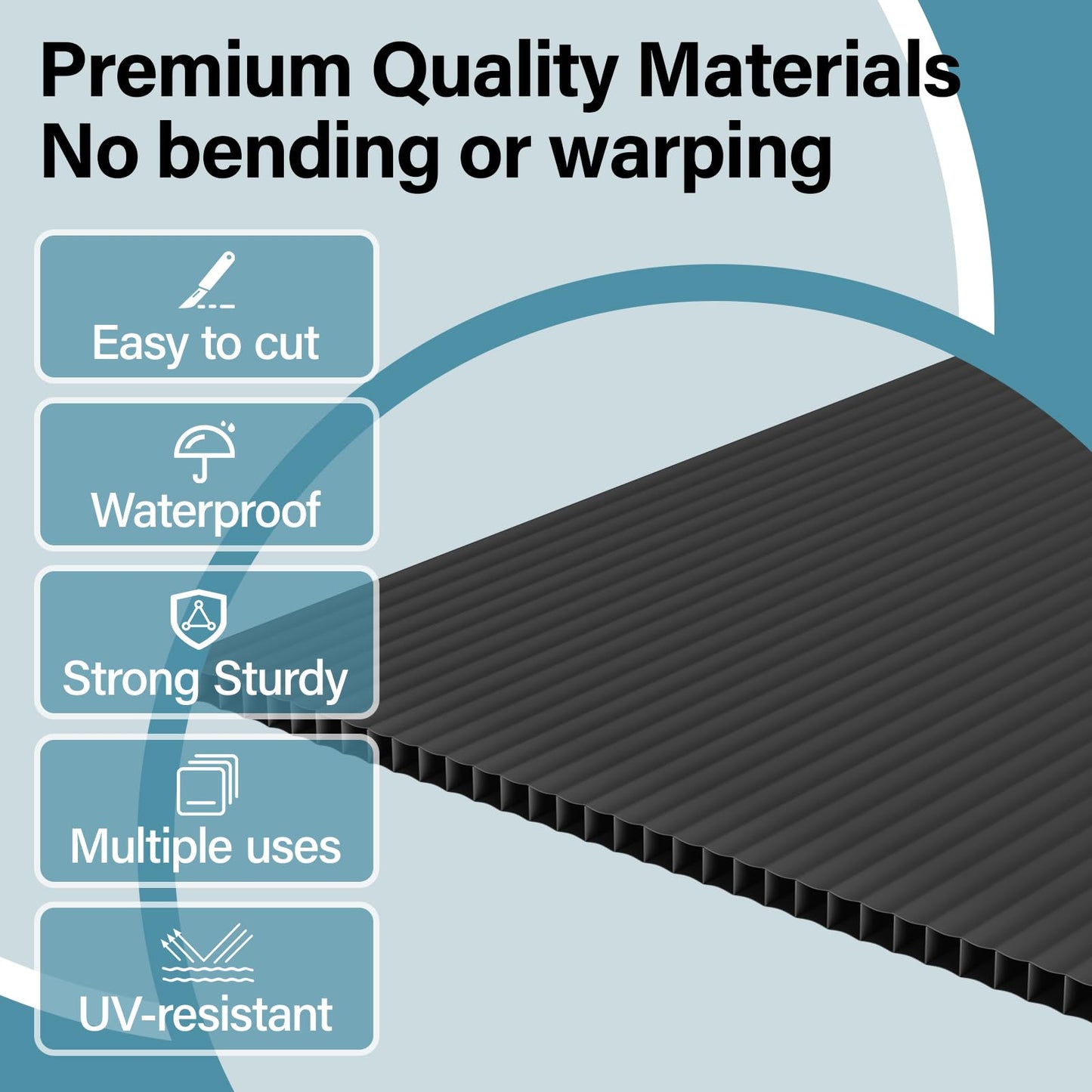 Hixdo 24 x 36 Inches 4 Pack Corrugated Plastic Sheet, 4mm Thick Corrugated Plastic Board, Black Blank Poster Board, Waterproof Coroplast Sheets for Indoor, Outdoor Use and DIY Projects.