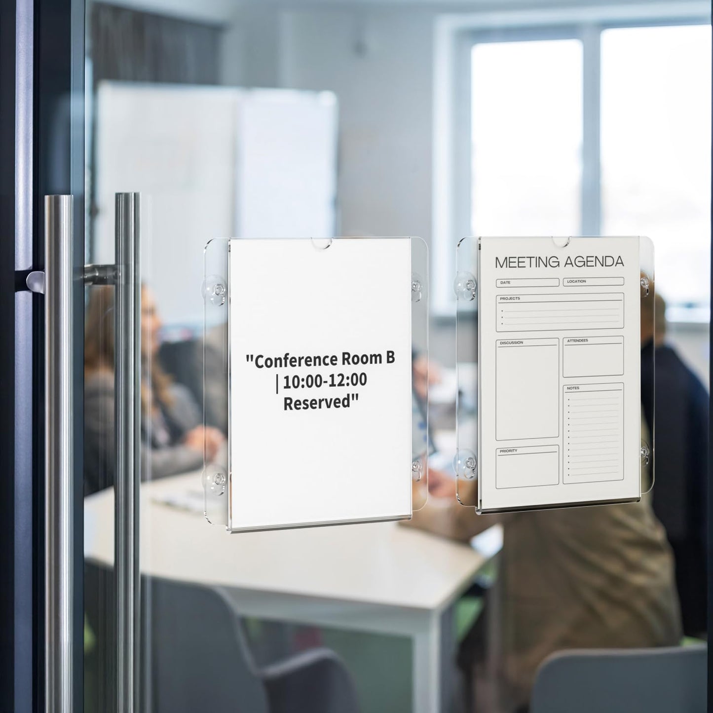 NIUBEE Acrylic Window Sign Holder with Suction Cups 8.5 X 11, Clear Acrylic Frames Glass Door Mount, Displaying Flyers, Notices and Menus, for Office, Store, Home, Restaurant (6 Pack)