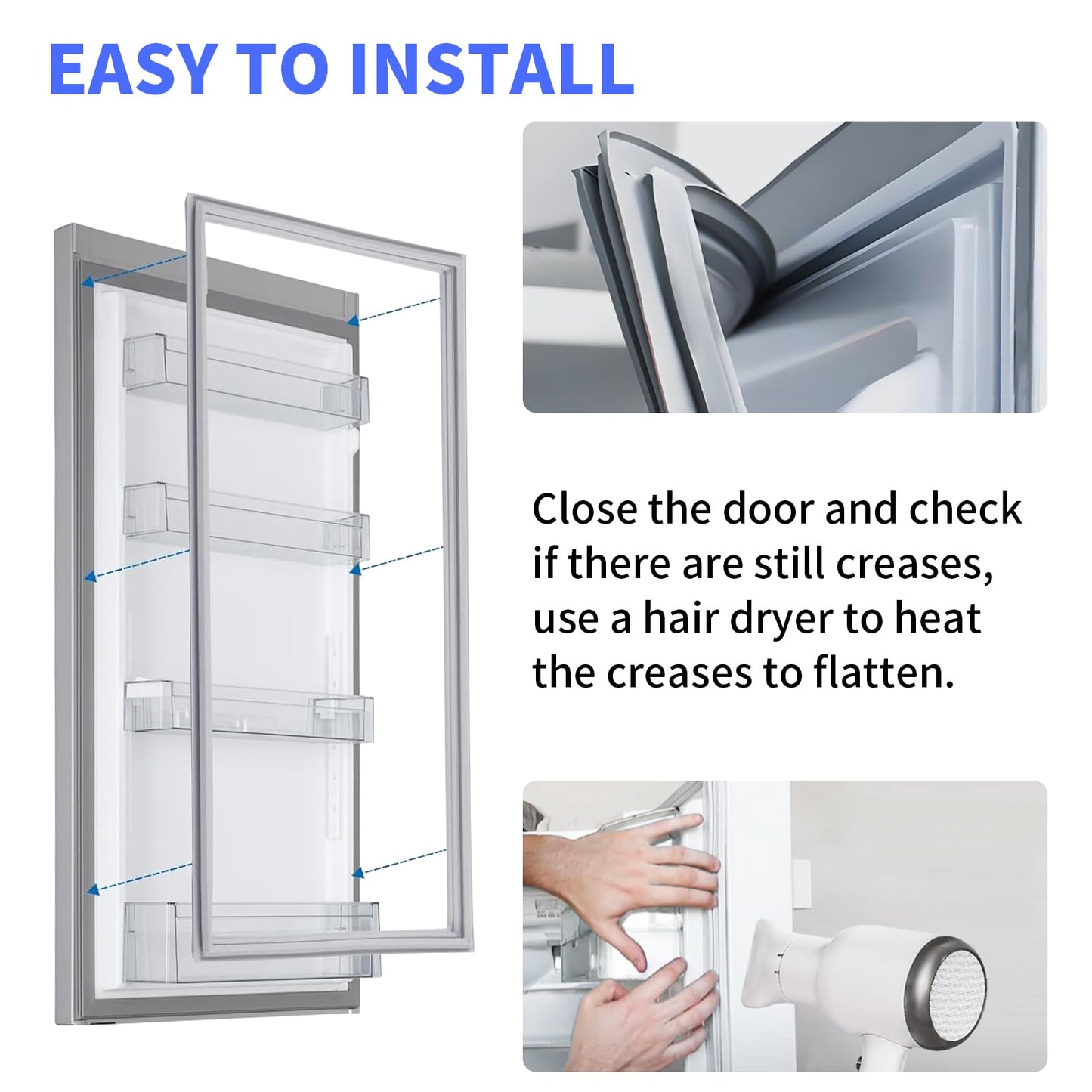 W10830162 Refrigerator Door Gasket Replacement Compatible with Whirlpool Kenmore KitchenAid Refrigerator French Door Seal Part Replaces W10179332 W10443225 W10571956