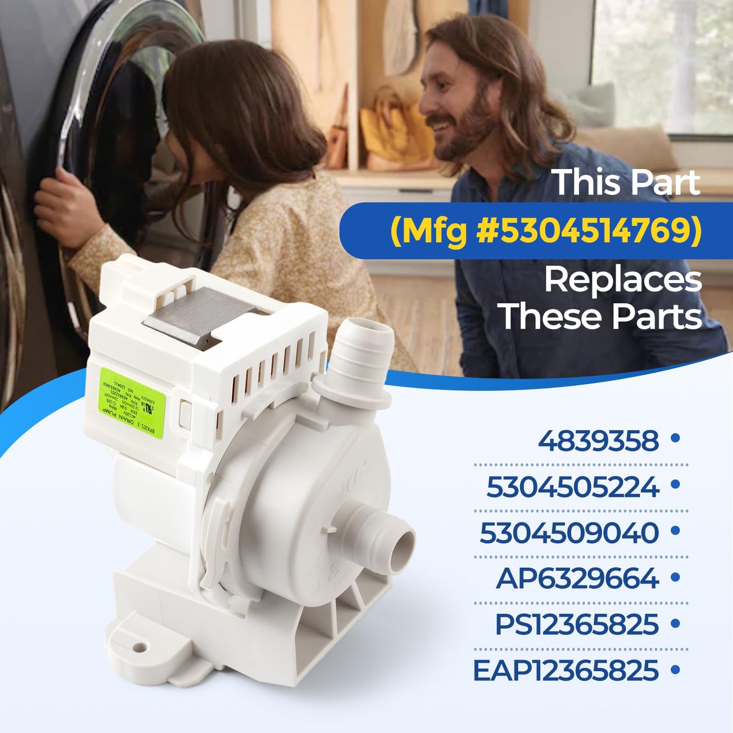 5304514769 Circulation Pump Compatible with Electrolux WhiteWestinghouse Washer, Replacement Part 5304505224 5304509040 4839358 AP6329664 PS12365825 EAP12365825