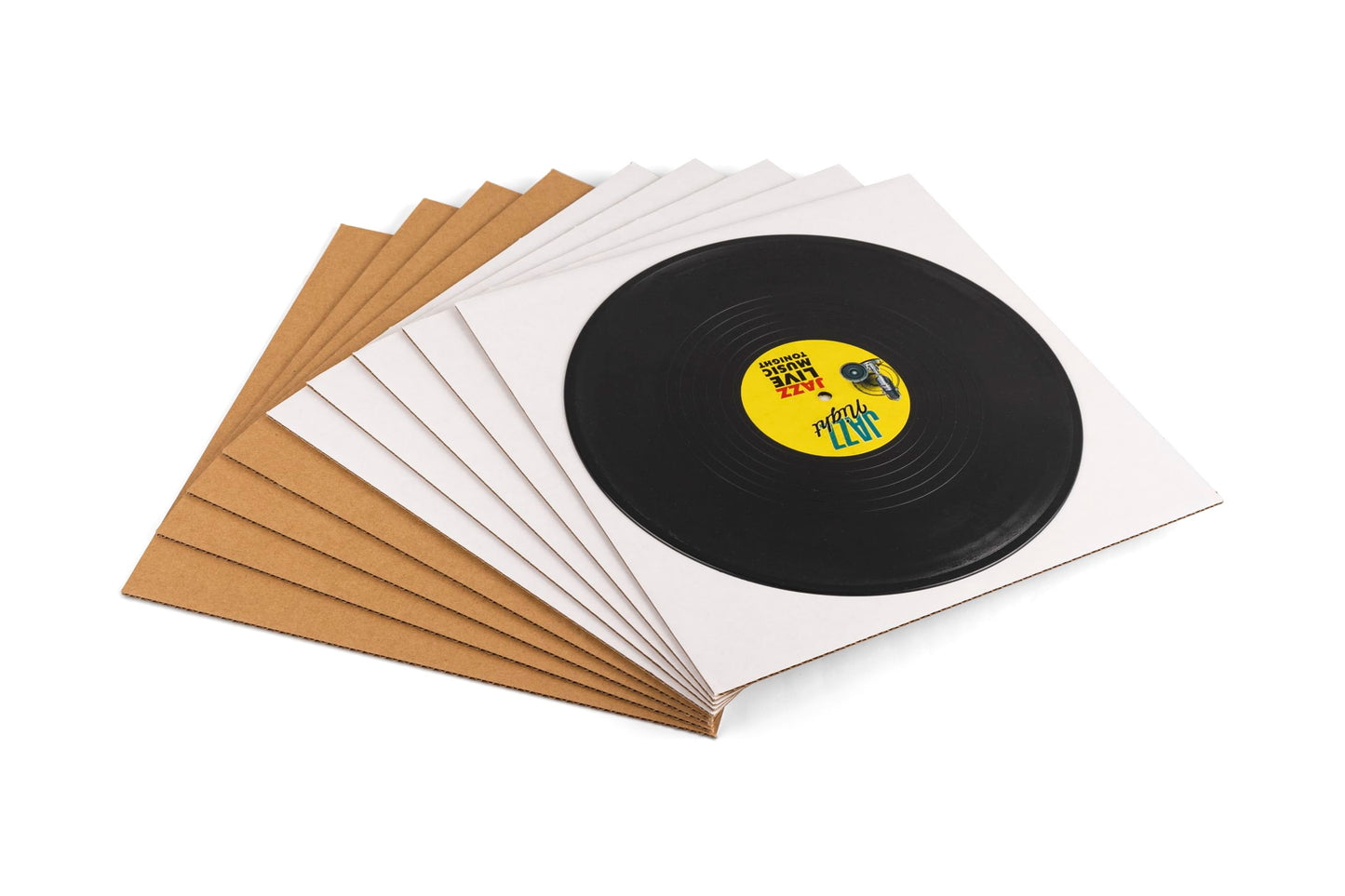 Kayritonz 12.5x12.5 inch Corrugated Cardboard Sheets - 12-inch LP Record Insert Pads for Shipping, Mailing, Packaging, Art Supplies, DIY Crafts, 1/8" Thick Protective Sheets, One-Side White, 50 PCS