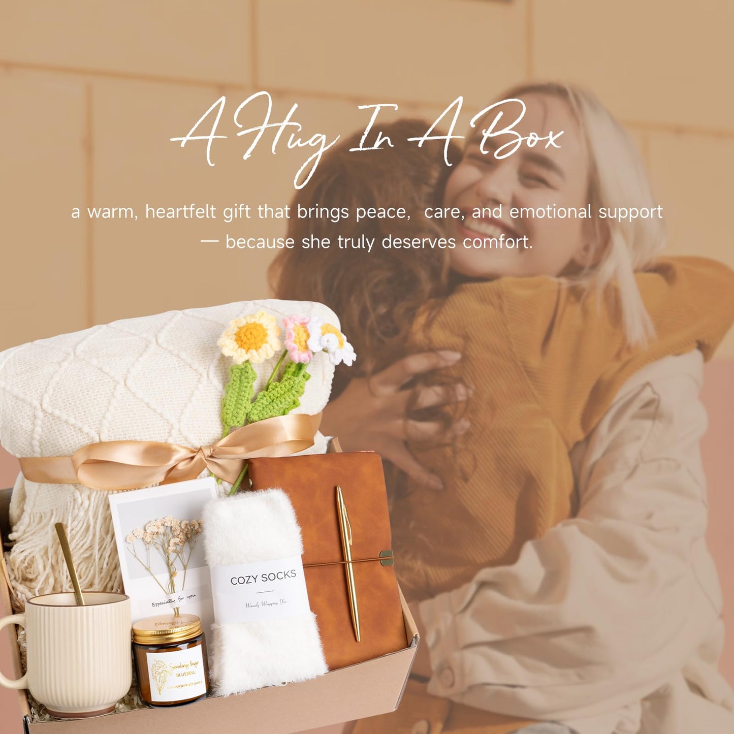 Get Well Soon Self Care Gift Basket for Women, Teacher Appreciation Gifts Thinking of You Care Package Mothers Day Birthday Box for Women Her Sister Wife Girlfriend Friend Grandma Coworker (White)