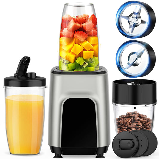 Smoothie Blender, 900W Personal Blender and Grinder Combo for Shakes and Smoothies with 3 Non-BPA Portable Cup for Beans, Nuts