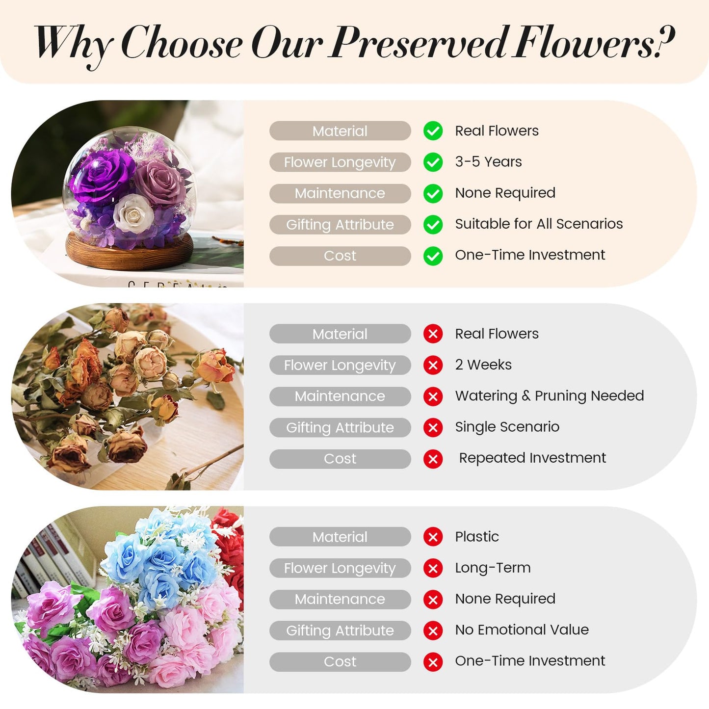 Mothers Day Flowers Gifts for Mom,Forever Preserved Roses in Glass Dome,Mothers Day Roses Gifts for Wife Mom Women Grandma from Daughter,Fresh Flowers for Delivery/Purple