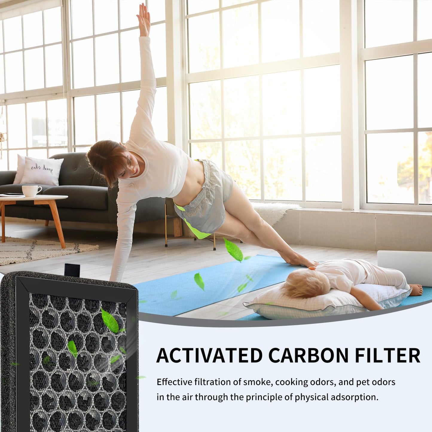 Can-Meageren AP-2202-UL Replacement H13 True HEPA Filter Compatible With Sejoy AP-2202 Air Purifier, Activated Carbon Filters（2 HEPA Filters + 2 Active Carbon）