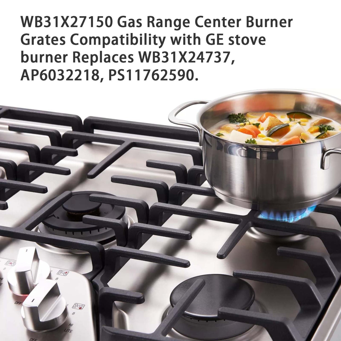 WB31X27150 Gas Burner Grate replace for JXGRATE1 GE Stove Electric Gas Stove Parts Stove Surface Top Center Grate Cast Iron Holder Replace WB31X24737 AP5985159