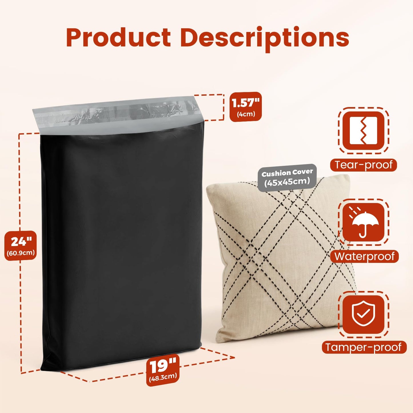 Metronic Poly Mailers 19x24 250Pcs Large Shipping Bags for Clothes,Heavy Duty Shipping Envelopes Bulk for Small Business,Strong Adhesive Self-Seal Plastic Mailing Bags for E-Commerce Packaging, Black