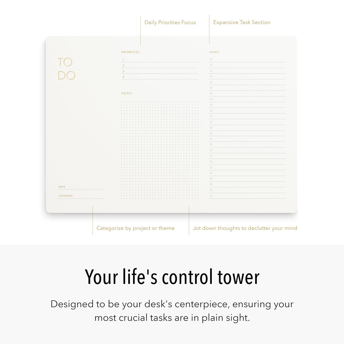 Pinesman - Elegant To Do List Notepad with Mouse Pad Feature, 3 Pack, 11.22" x 7.87", 50 Tear-Off Sheets (50 Each), Gold Foiled, Daily Planning, Eco-friendly To Do List Planner, FSC™ Certified To Do List Notebook for Work