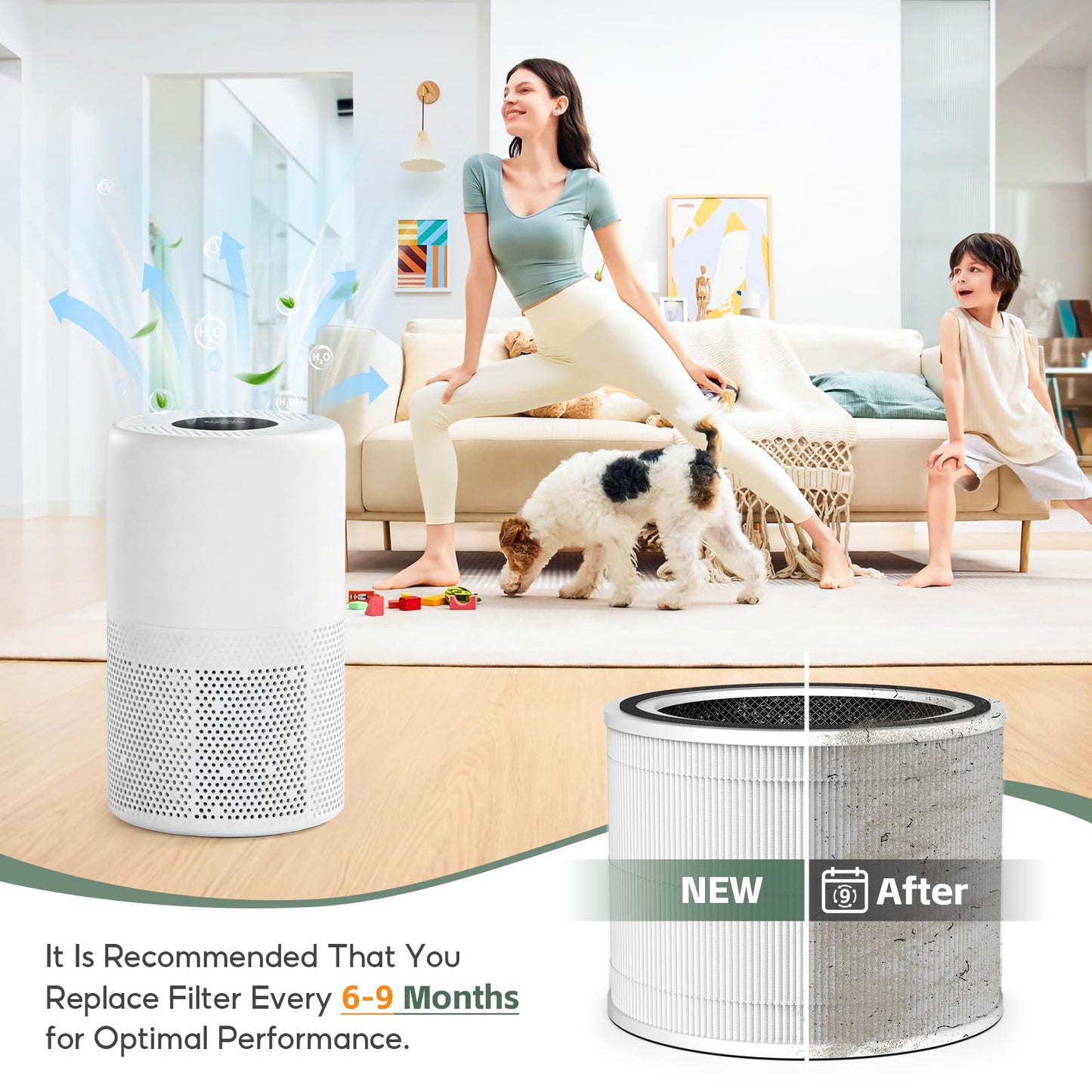 2-pack 12070 Air Filter Replacement, Compatible with Clorox Turbo Air Purifiers 11070, Medium Room True HEPA Air Filter Replacement（12070）