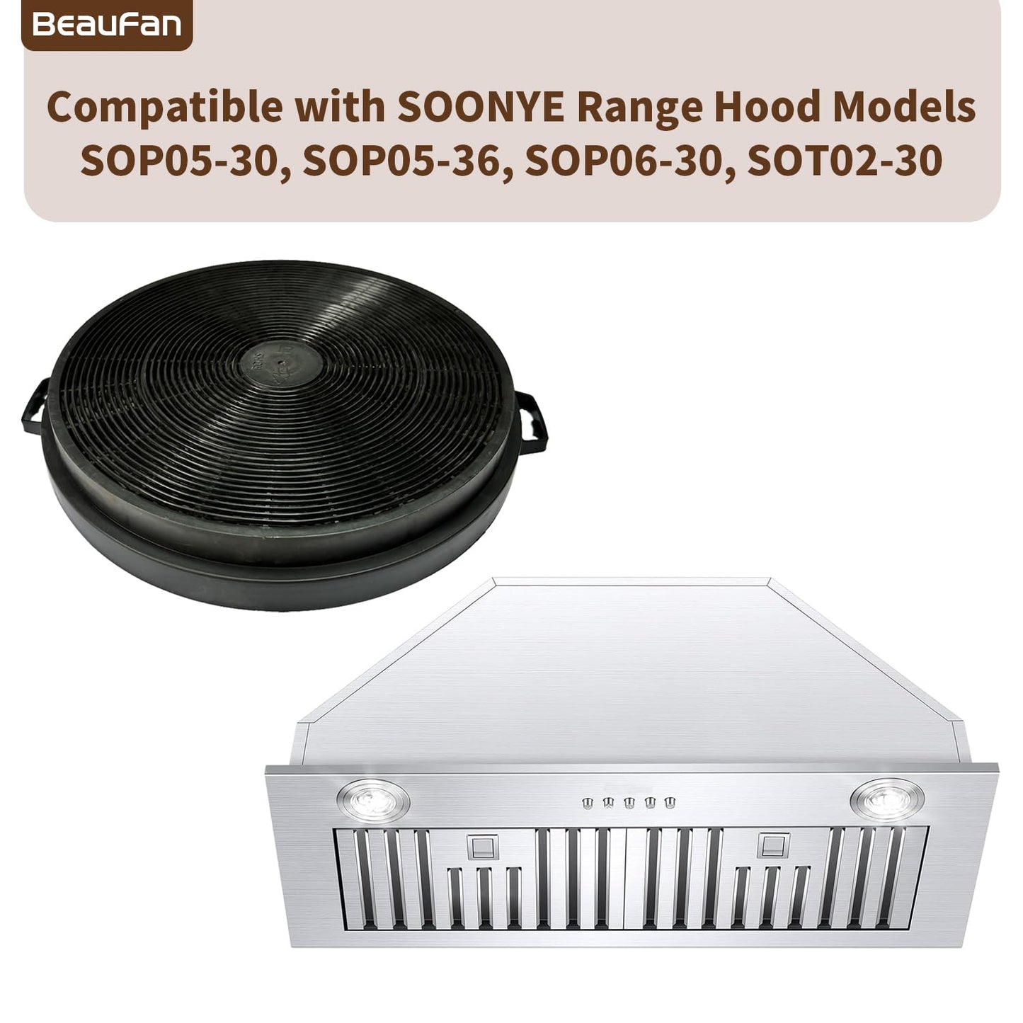 2 Pack CFI010 Charcoal Filters Fit MCBON IE71-BLACK, TE77, Fit Hauslane Range Hoods IN-R200SS Series, IN-R300SS Series, WM-540SS-30, WM-730SS-30
