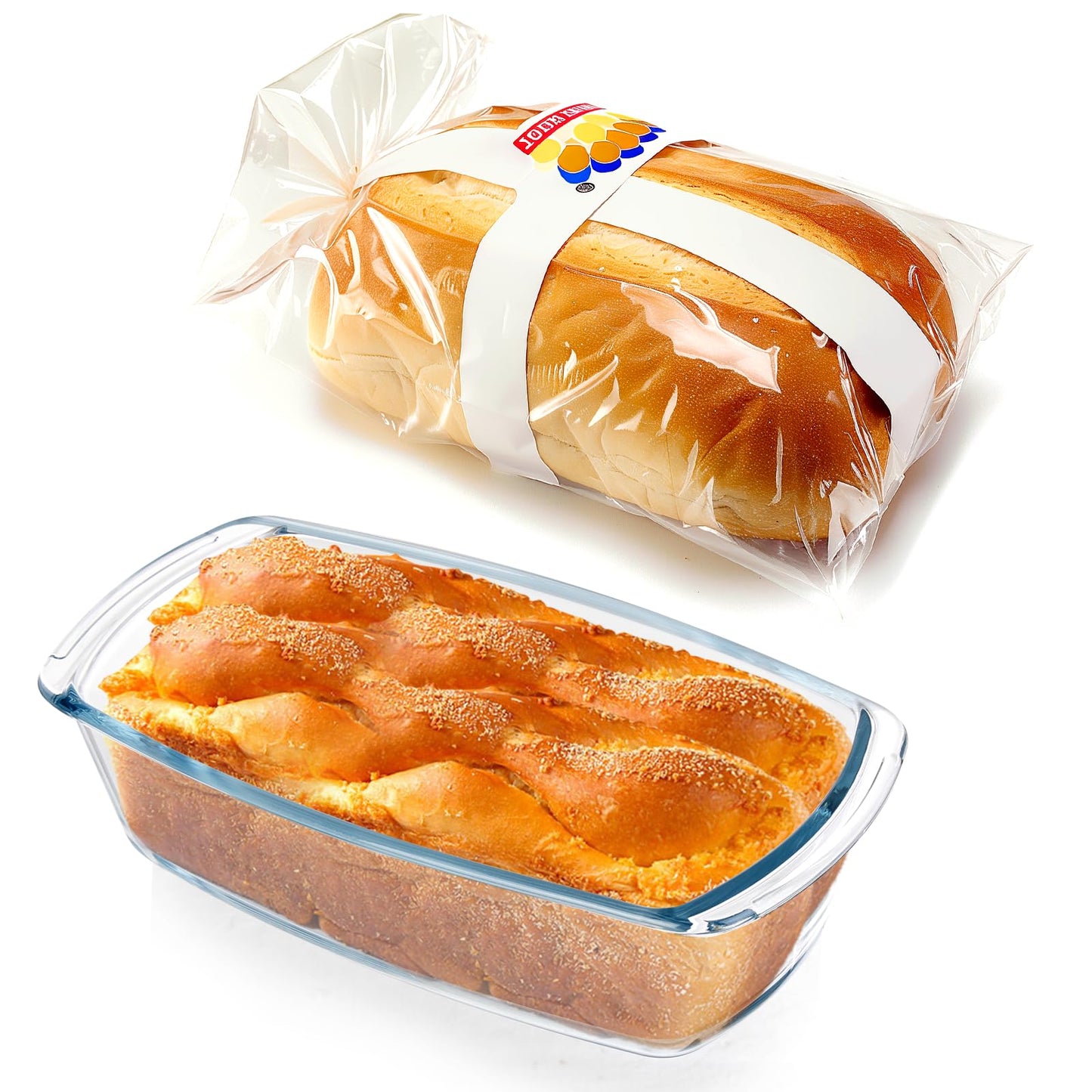 BAKEWAY Glass Loaf Pans for Baking Bread with Lids 2 Set - 1.9 Qt Glass Loaf Pan | Oven, Dishwasher, Fridge, Freezer & Microwave Safe, Bread Pan Suit for Lasagna, Meatloaf, Banana